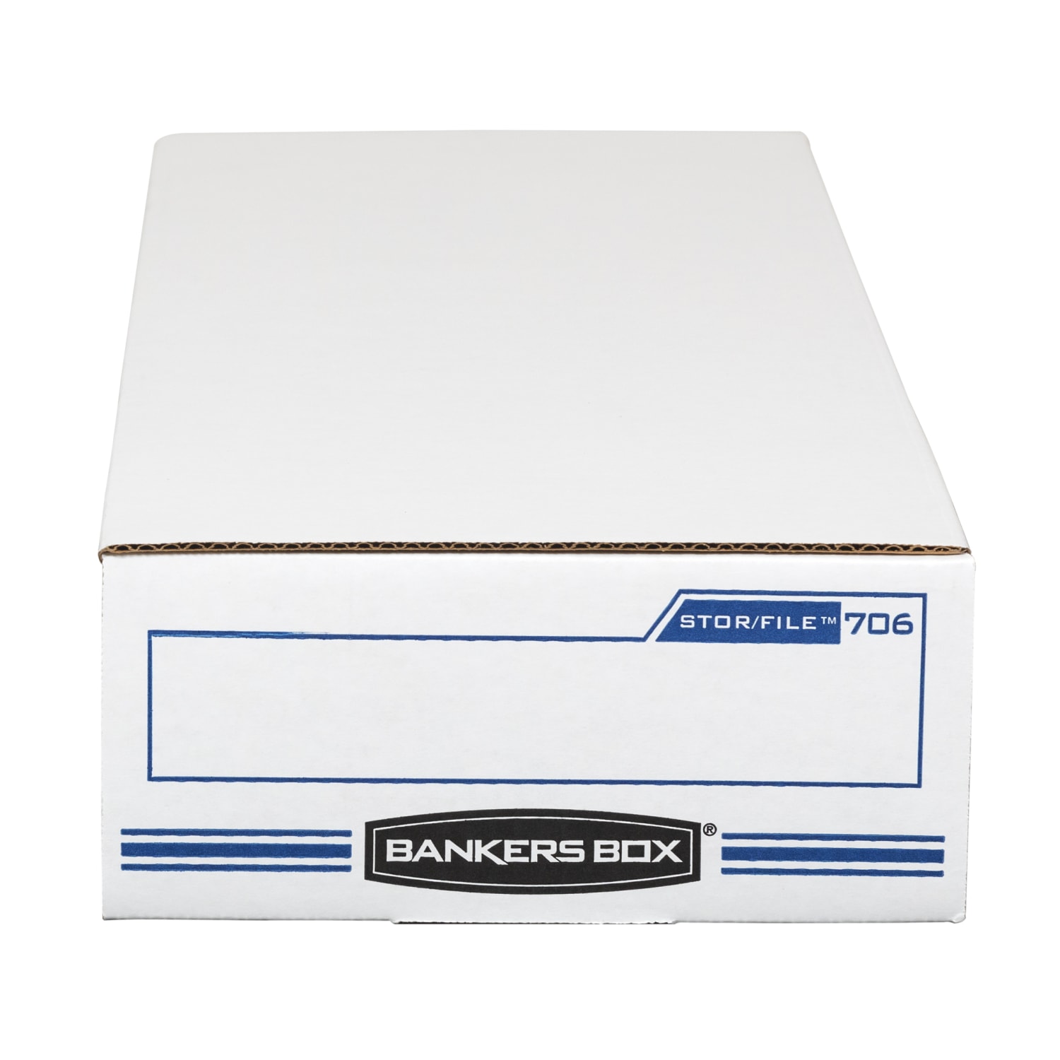 Bankers Box Stor/File Check/Deposit Slip Storage Box With Flip-Top Closure, 24in x 9in x 4in, 60% Recycled, White/Blue - Image 3