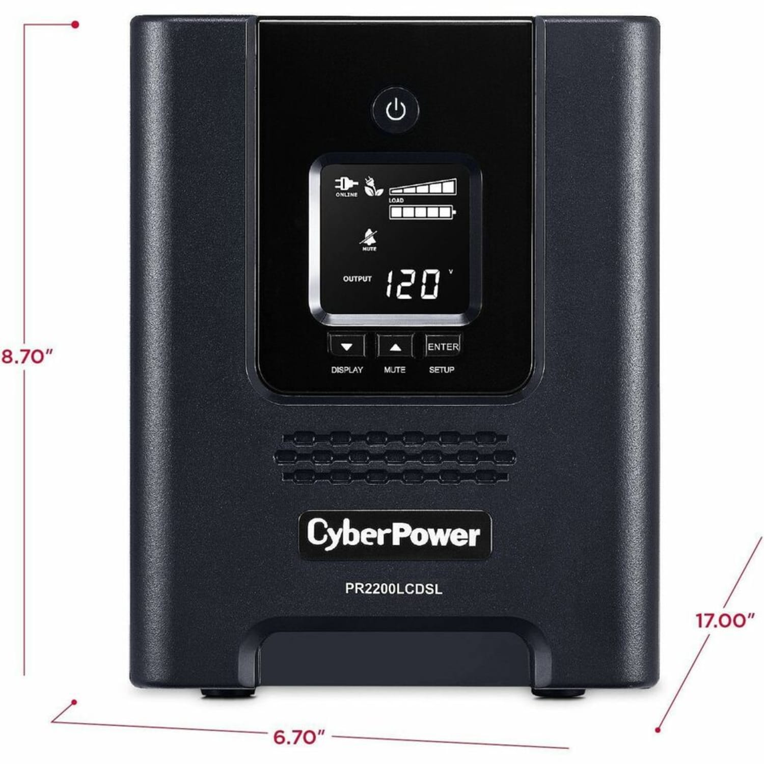 CyberPower PR2200LCDSL Smart App Sinewave UPS Systems - 2070VA/1980W, 120 VAC, NEMA 5-20P, Mini-Tower, Sine Wave, 7 Outlets, LCD- PR2200LCDSL - Image 4