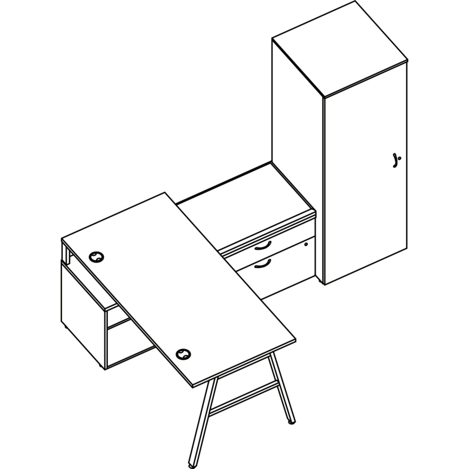 HON Mod 84inW L-Station A-Leg Table Writing Desk, Sepia Walnut/Silver/Cool Neutral - Image 4