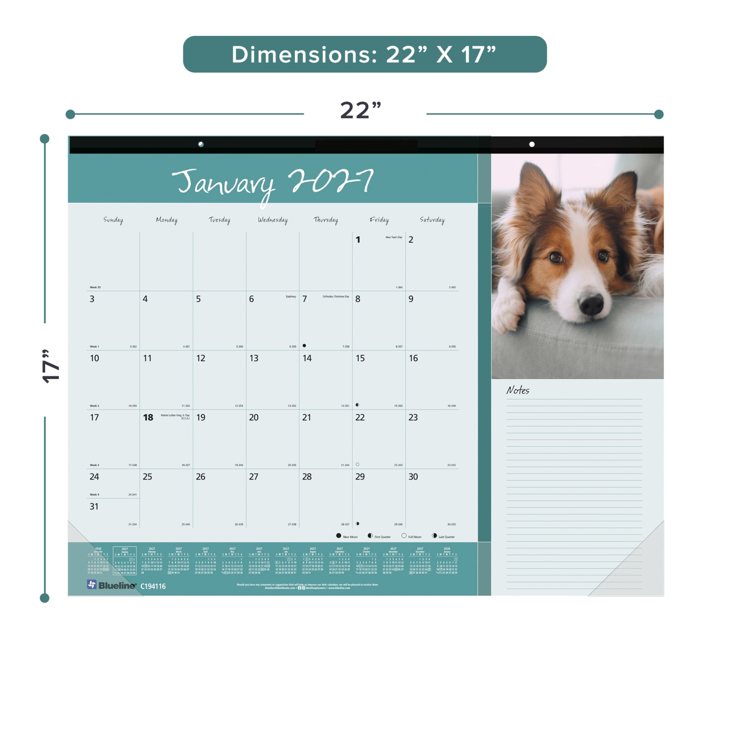 2027 Blueline Colorful Monthly Desk Pad Calendar, 22in x 17in, Best Friends, January To December, C194116, Total Qty 1 - Image 4
