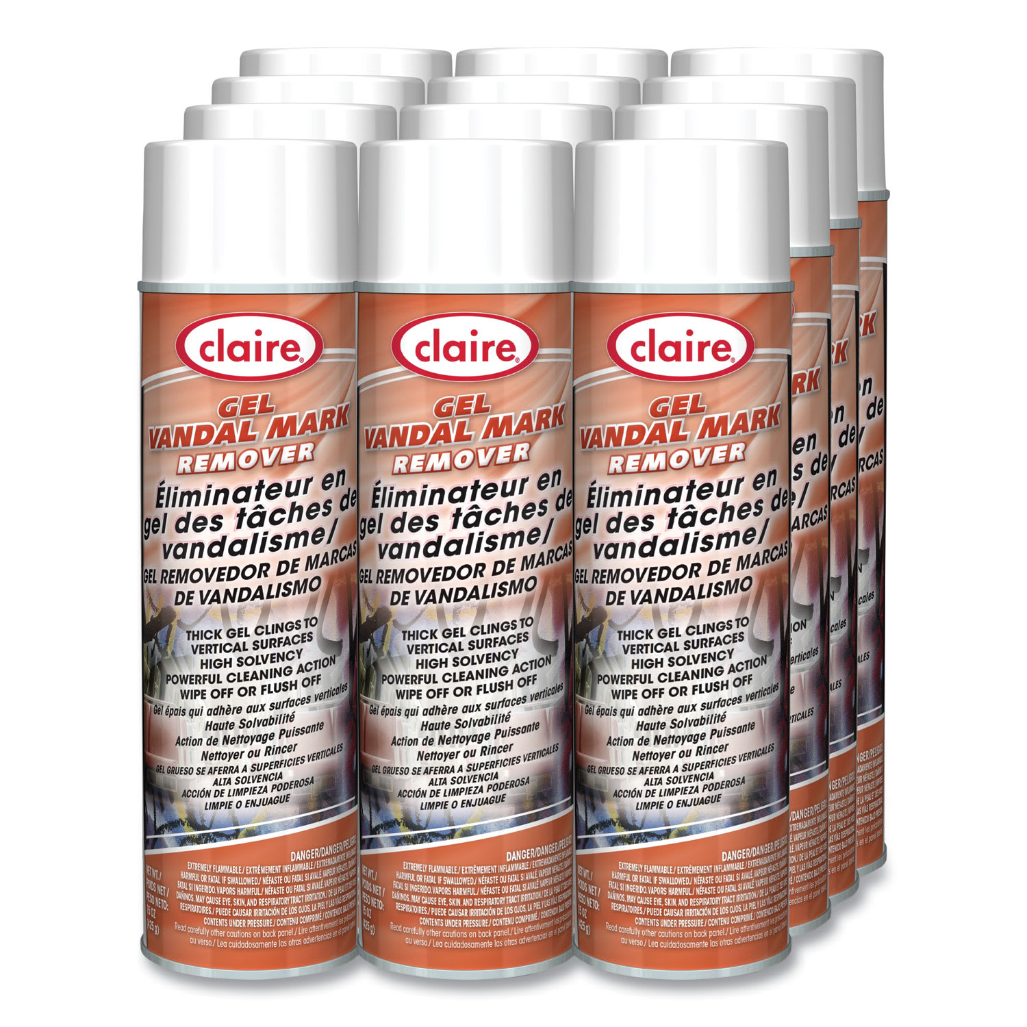 Claire Gel Vandal Mark Remover, 15 oz Aerosol Spray, Dozen - Image 5