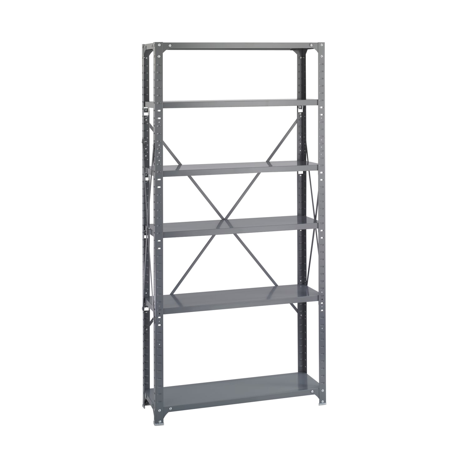 Safco Commercial Shelf Kit - 36inx 12in Depth x 75in - 6x Shelf(ves) - 2100 lb Load Capacity - Dark Gray - Powder Coated - Steel - Recycled - 6268