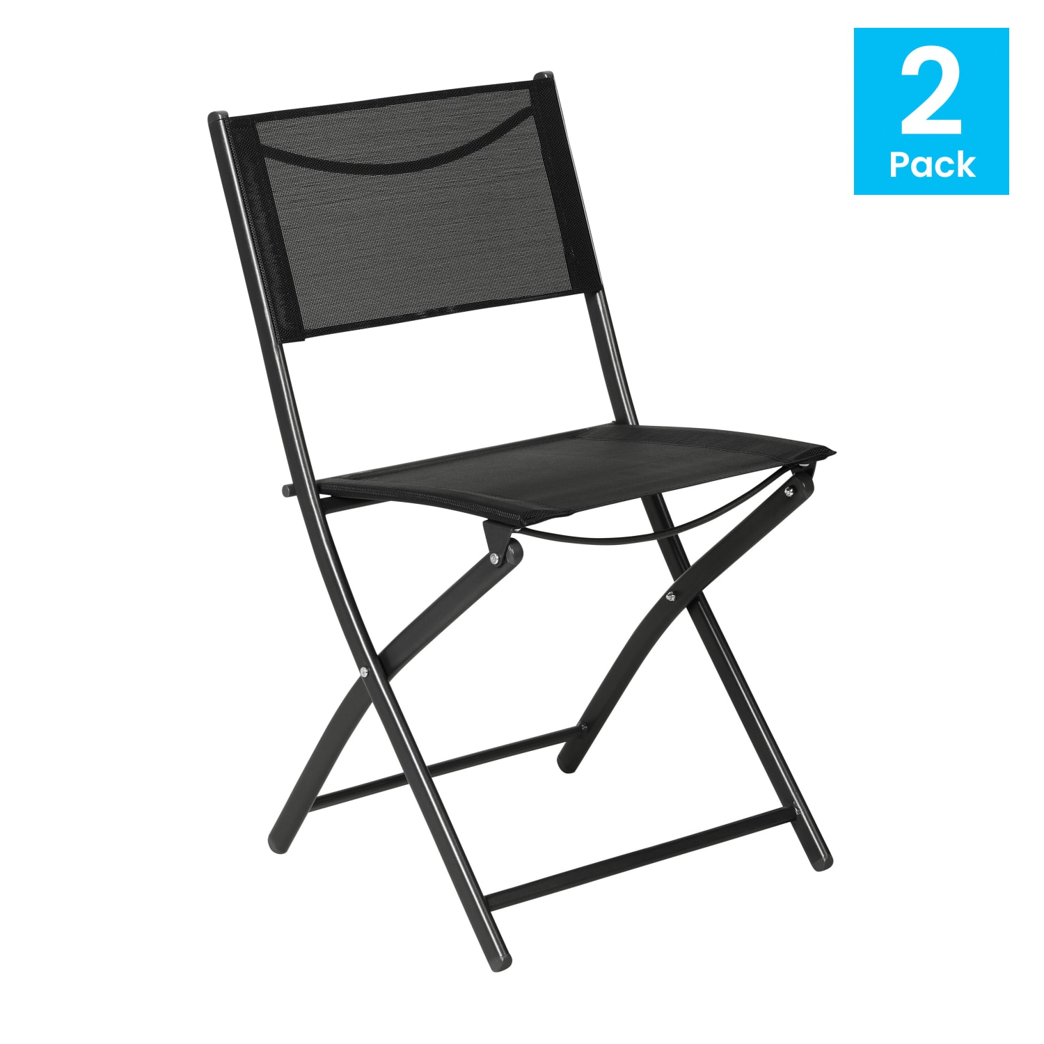 Flash Furniture Brazos Set of 2 Commercial Grade Indoor/Outdoor Folding Chairs with Flex Comfort Material Backs and Seats and Metal Frames, Black - Image 3