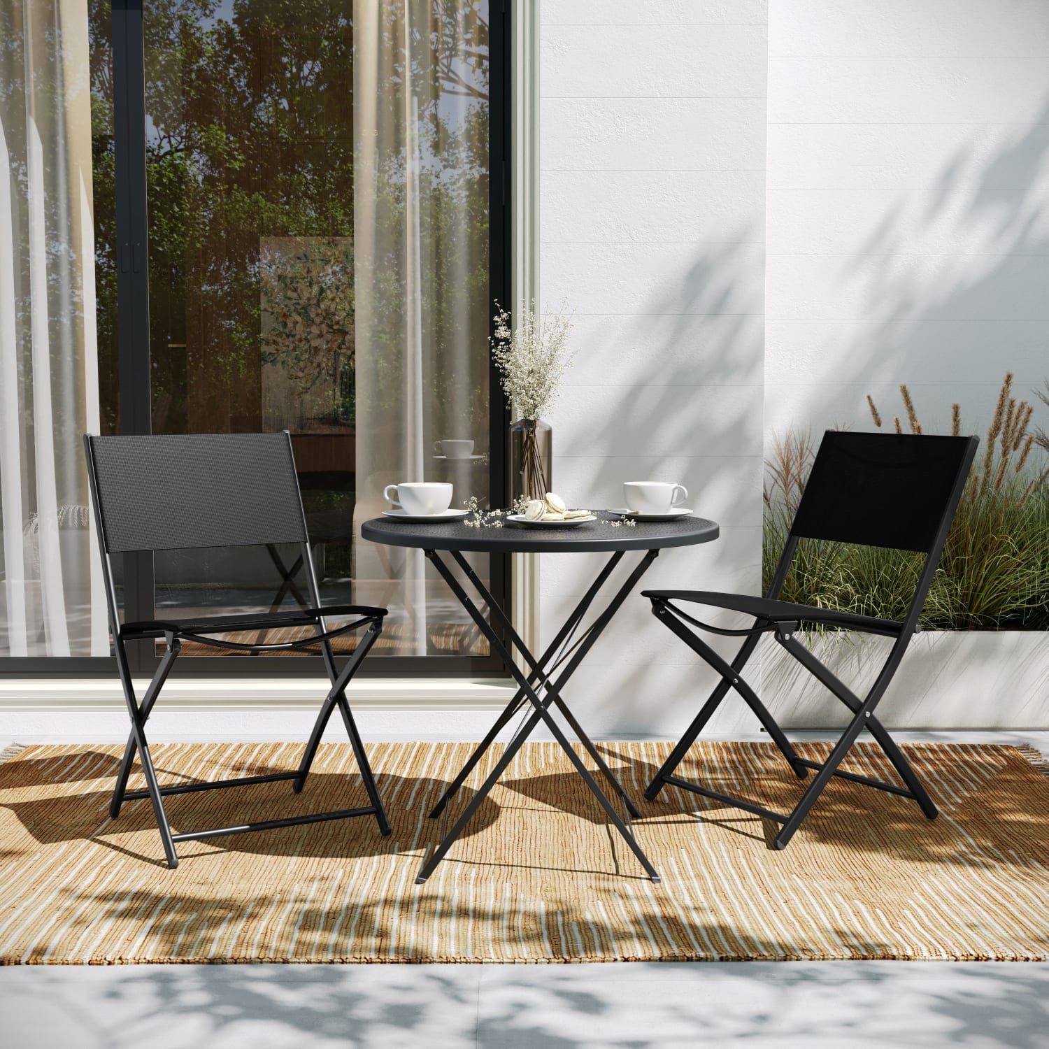 Flash Furniture Brazos Set of 2 Commercial Grade Indoor/Outdoor Folding Chairs with Flex Comfort Material Backs and Seats and Metal Frames, Black - Image 4