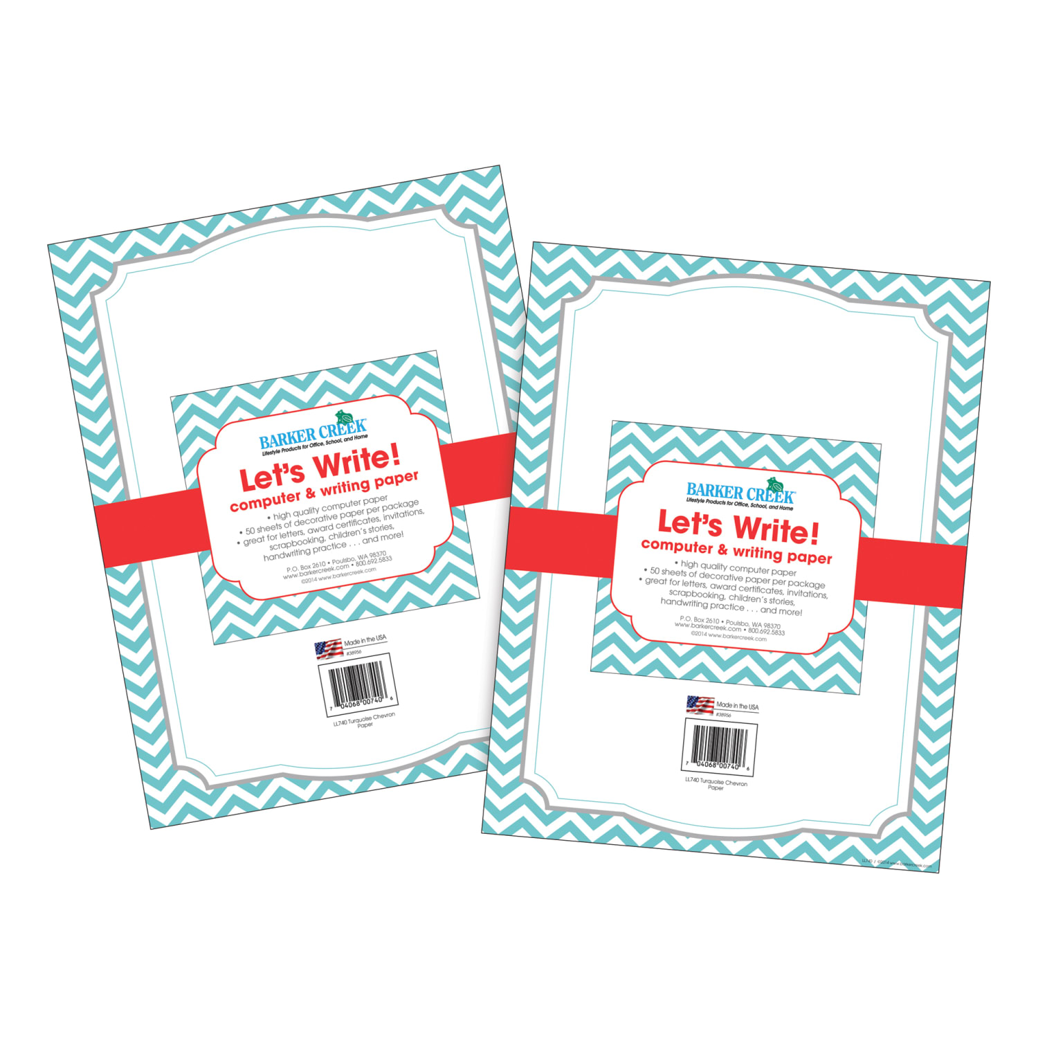Barker Creek Computer Paper, Letter Paper Size, 60 Lb, Turquoise Chevron, 100 Sheets - Image 3