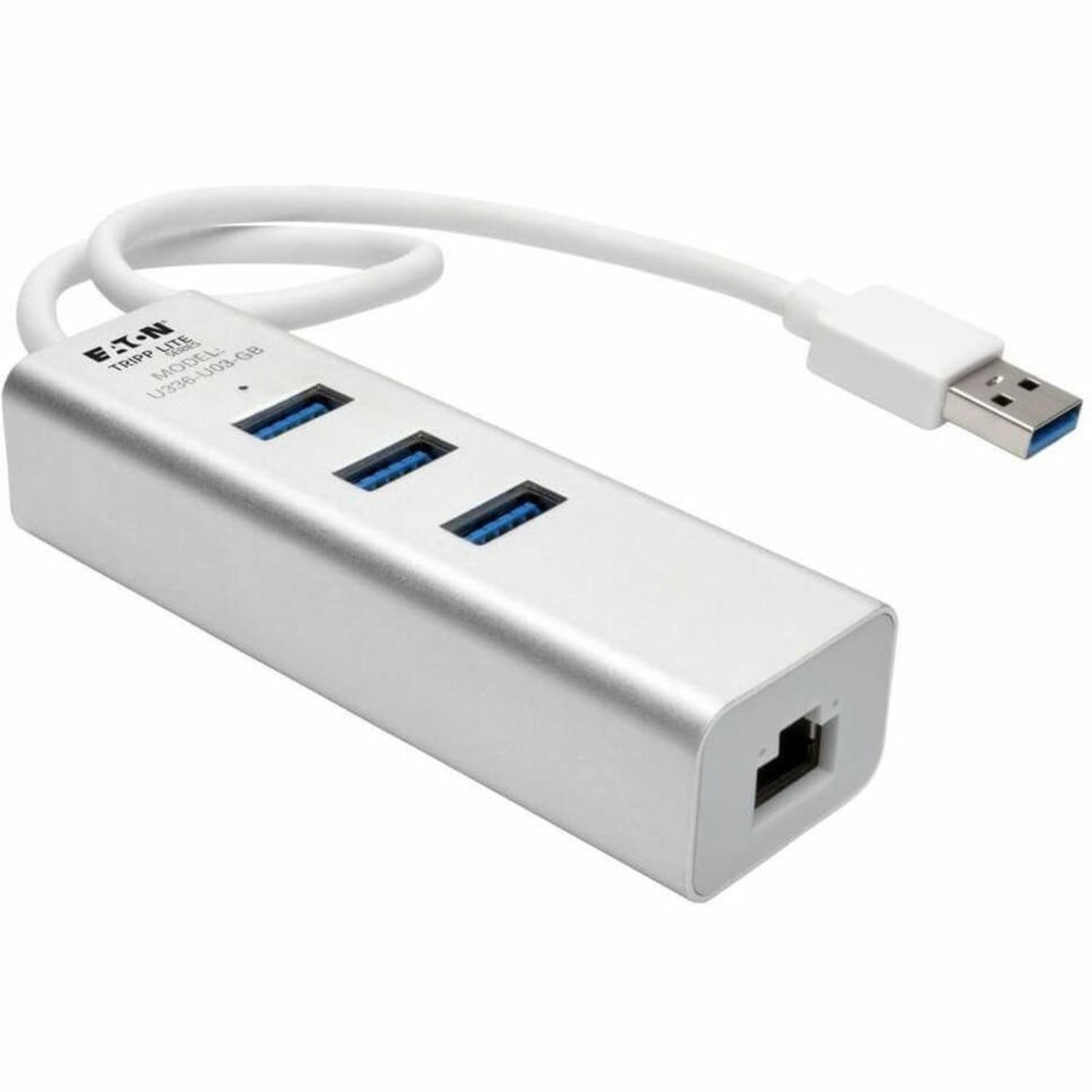 Tripp Lite USB 3.0 SuperSpeed to Gigabit Ethernet NIC Network Adapter w/ 3 Port USB Hub - Network adapter - U336U03GB