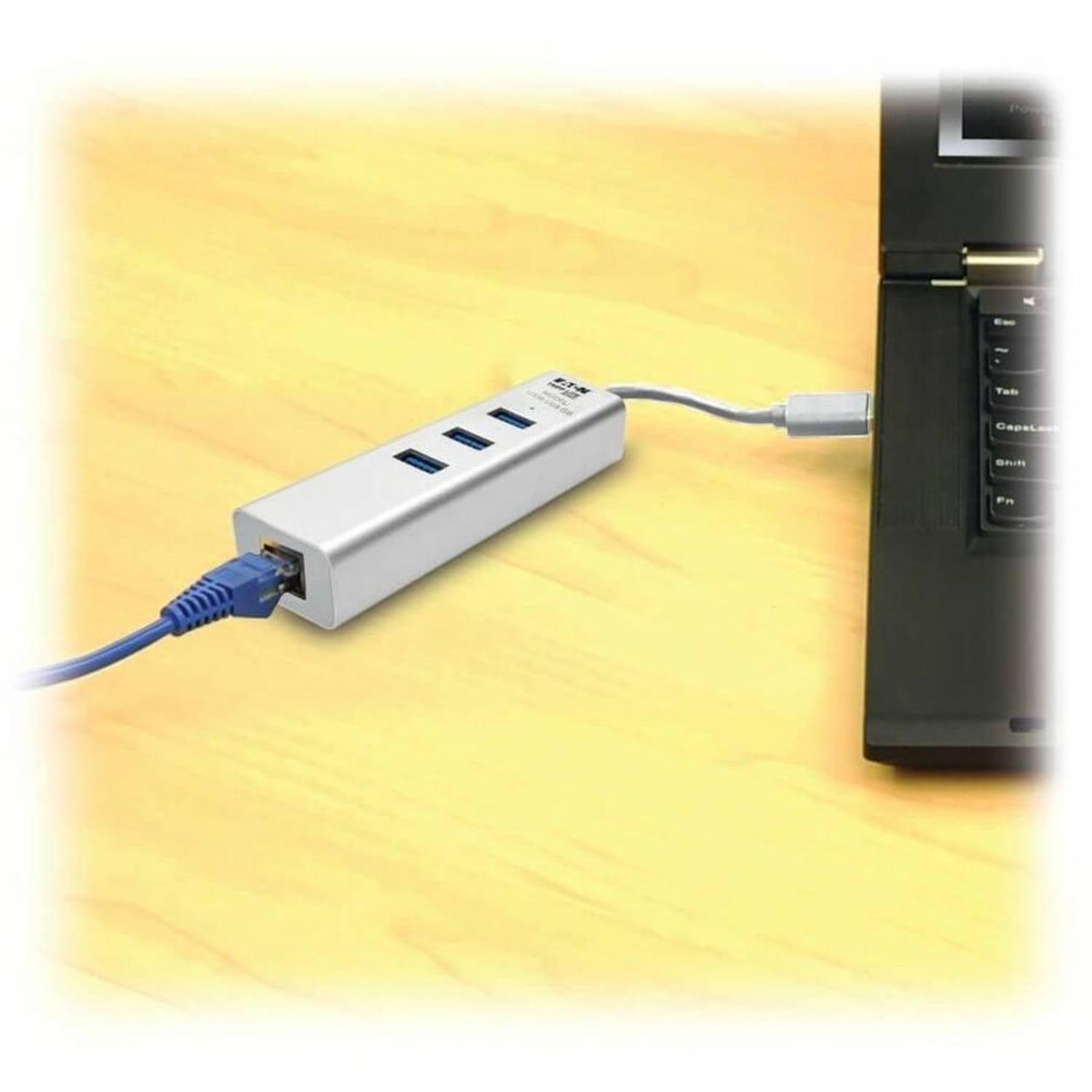 Tripp Lite USB 3.0 SuperSpeed to Gigabit Ethernet NIC Network Adapter w/ 3 Port USB Hub - Network adapter - U336U03GB - Image 3