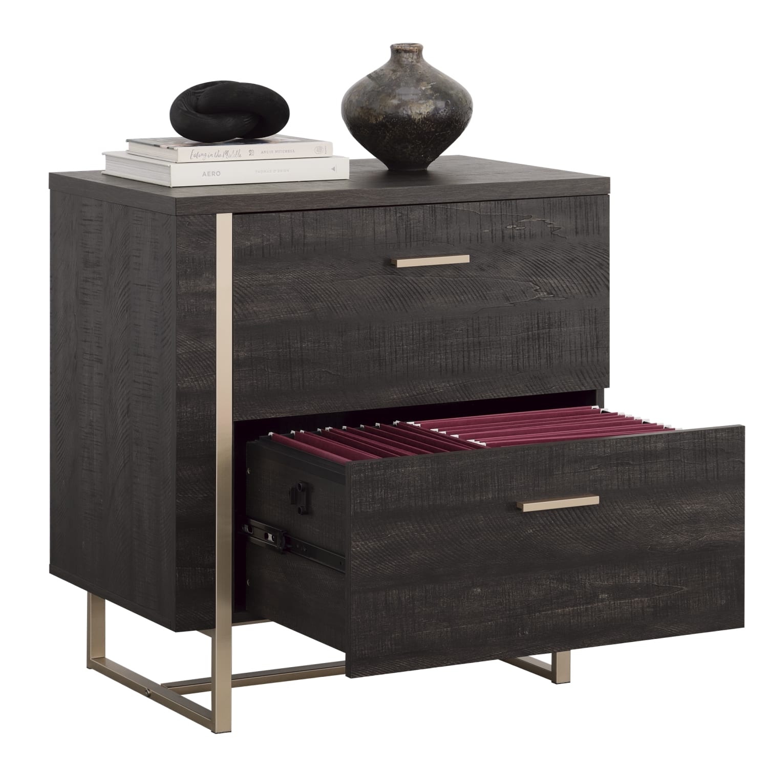 Sauder Walter Heights 28inW x 17-3/4inD Lateral 2-Drawer File, Blade Walnut - Image 3