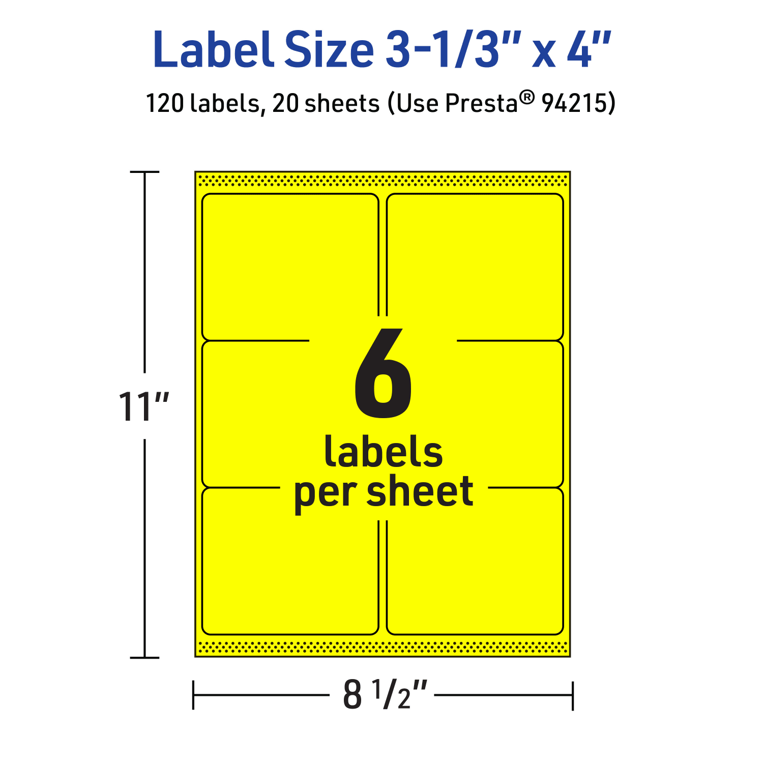 Avery Printable Labels With Sure Feed Technology, 94215-NYP20, Rectangle, 3-1/3in x 4in, Matte Neon Yellow, Pack of 120 - Image 6