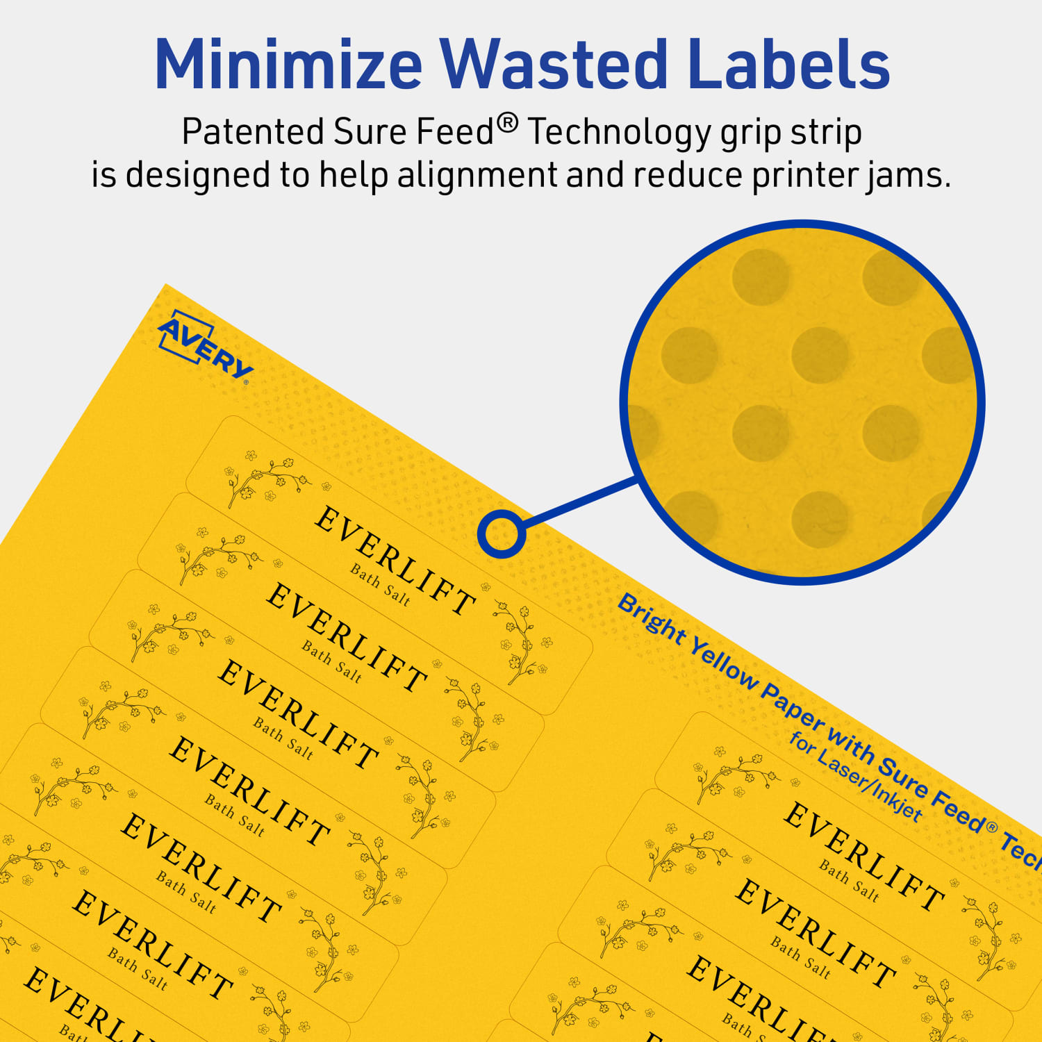 Avery Printable Labels With Sure Feed Technology, 94214-BYP20, Rectangle, 5/8in x 3in, Matte Bright Yellow, Pack of 640 - Image 5