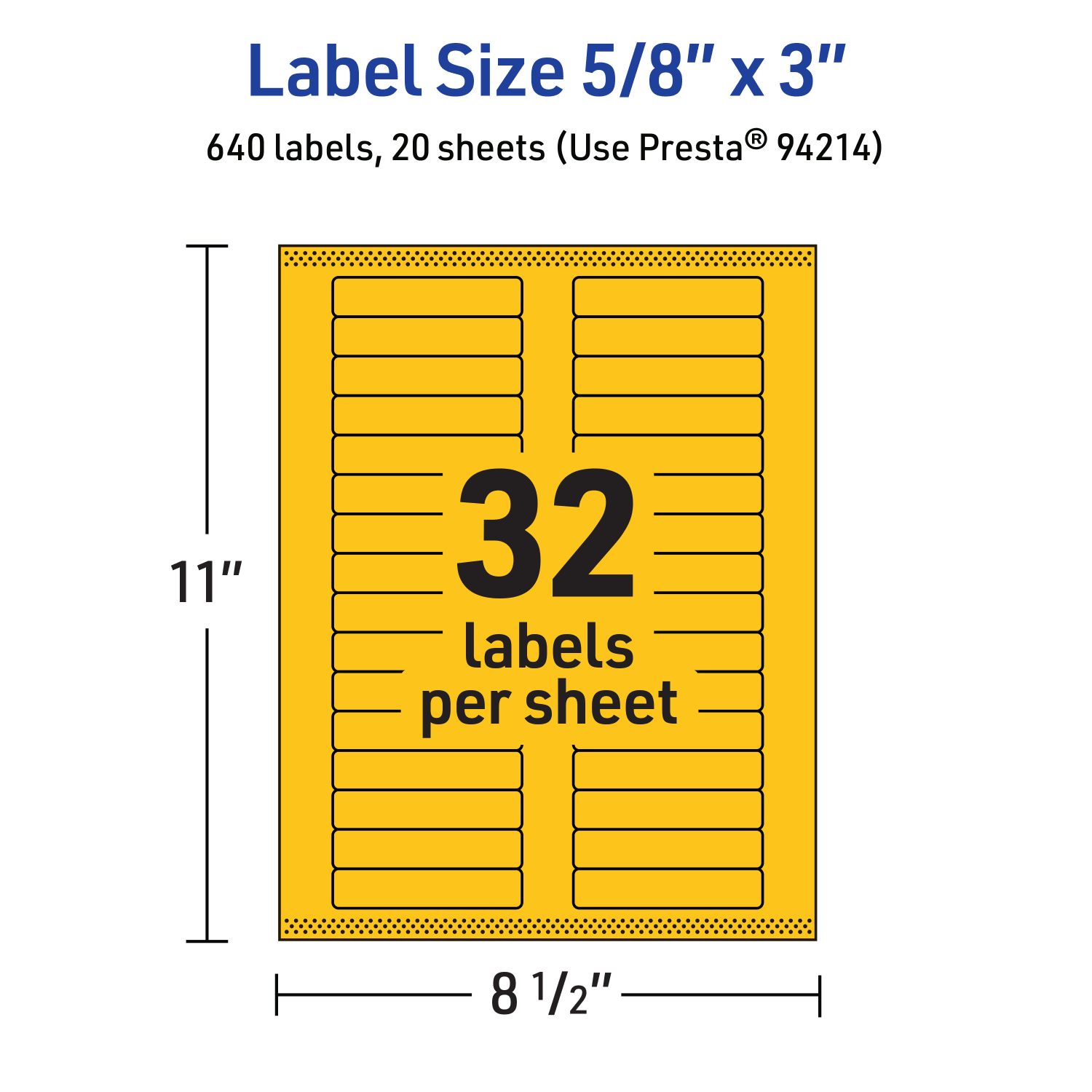 Avery Printable Labels With Sure Feed Technology, 94214-BYP20, Rectangle, 5/8in x 3in, Matte Bright Yellow, Pack of 640 - Image 6