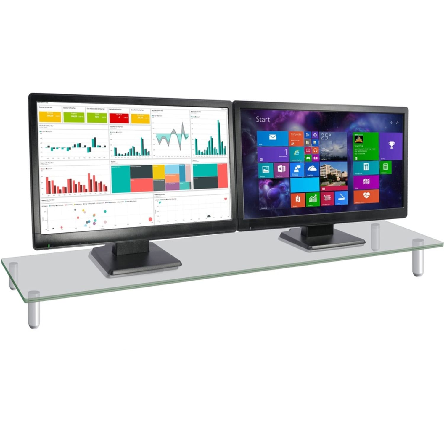 Kantek Extra-Wide Glass Monitor Riser/Desk Shelf, 60 lb Load Capacity, 3.25inH x 39.40inW x 10.20inD, Desktop, Tempered Glass, Clear - Image 5