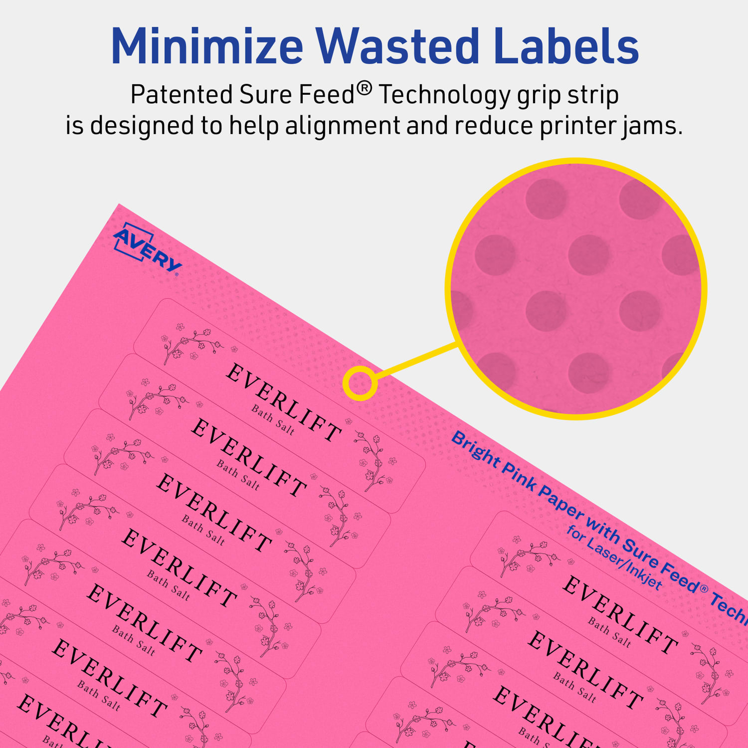Avery Printable Labels With Sure Feed Technology, 94214-BPP20, Rectangle, 5/8in x 3in, Matte Bright Pink, Pack of 640 - Image 5
