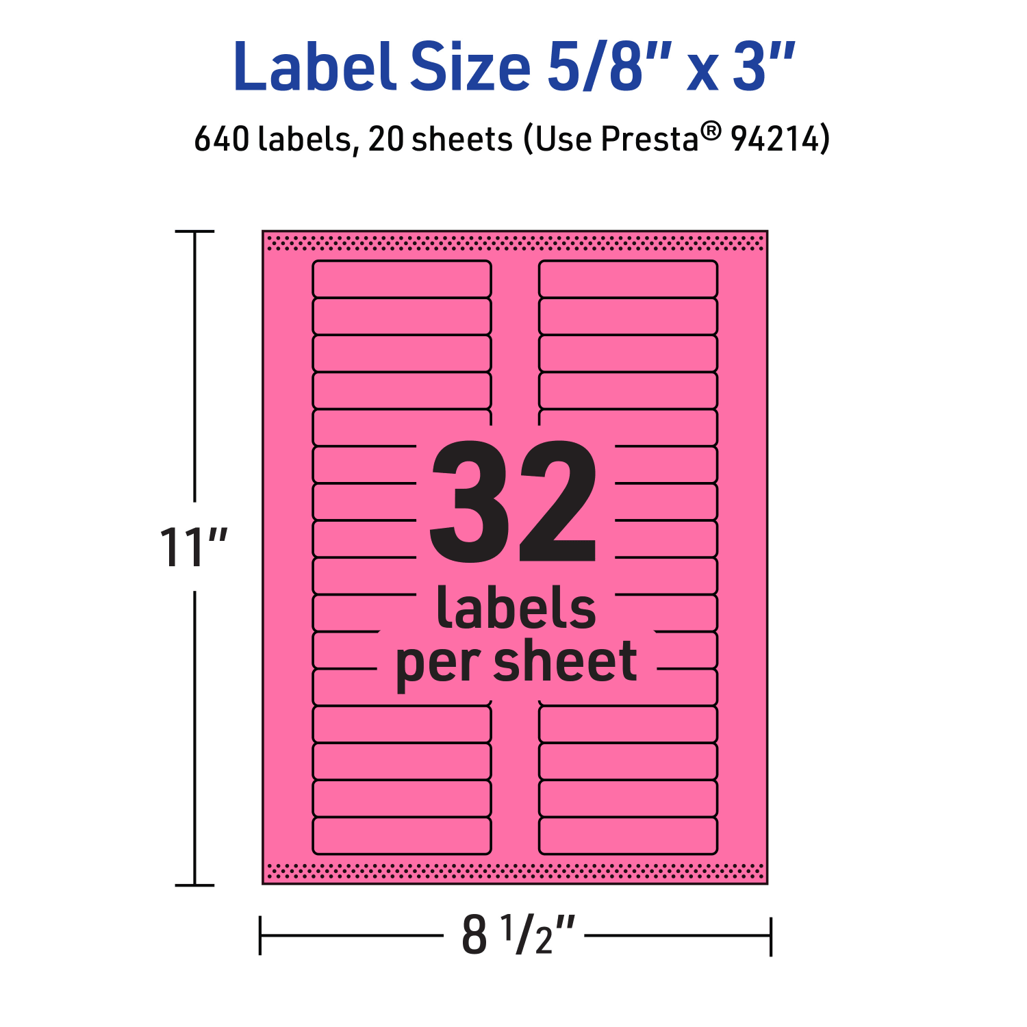 Avery Printable Labels With Sure Feed Technology, 94214-BPP20, Rectangle, 5/8in x 3in, Matte Bright Pink, Pack of 640 - Image 6