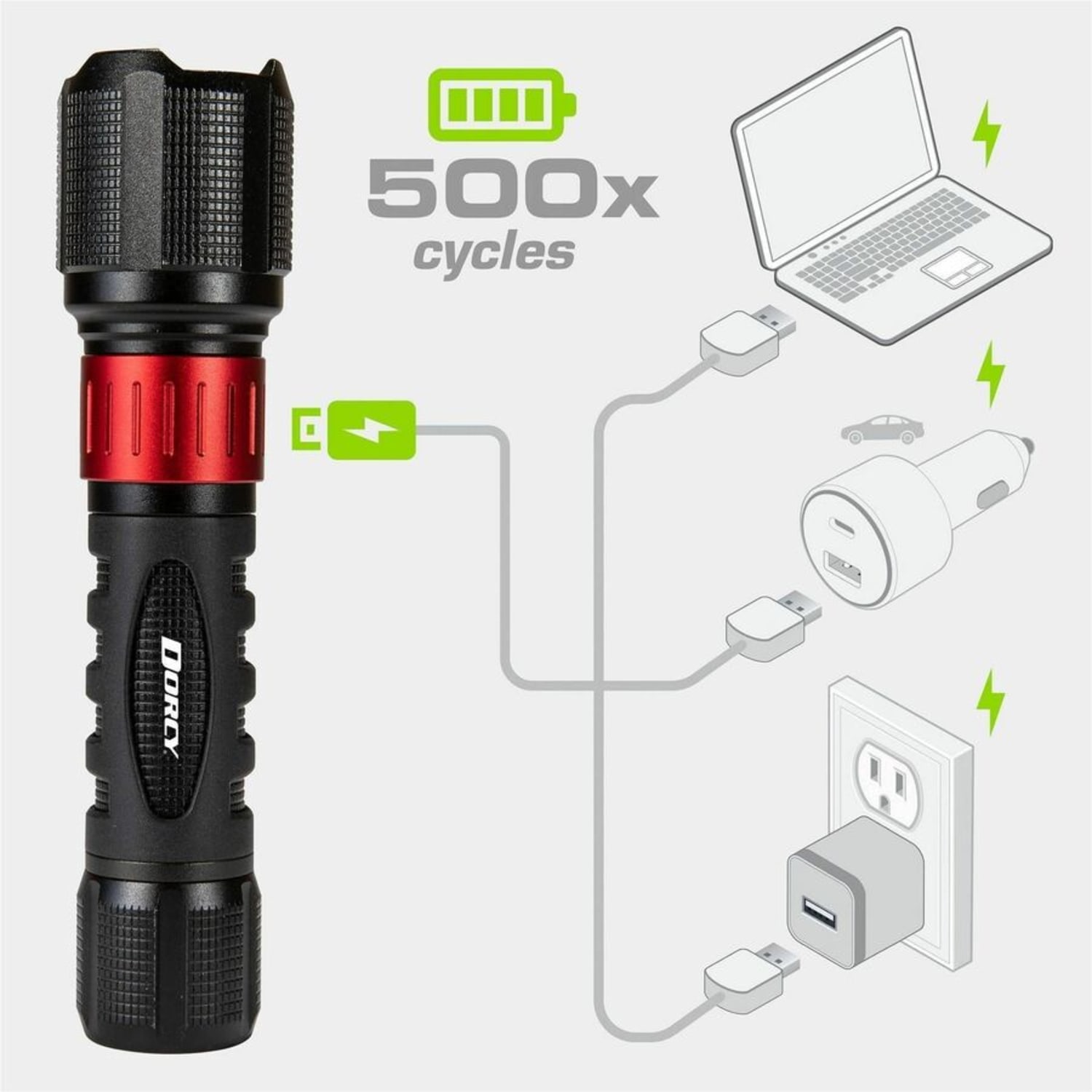 Dorcy Ultra 1000 Lumen USB Rechargeable Flashlight With Powerbank - LED - 1000 lm Lumen - 1 - Lithium Ion (L - 414358 - Image 3