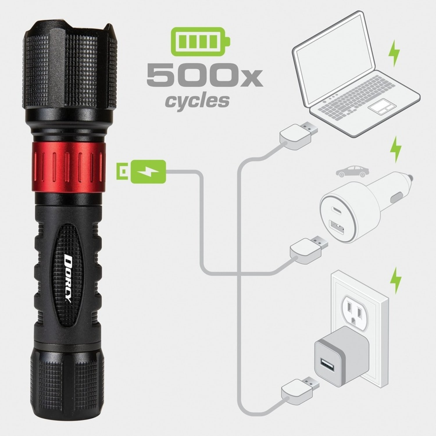 Dorcy Ultra 1000 Lumen USB Rechargeable Flashlight With Powerbank - LED - 1000 lm Lumen - 1 - Lithium Ion (L - 414358 - Image 5