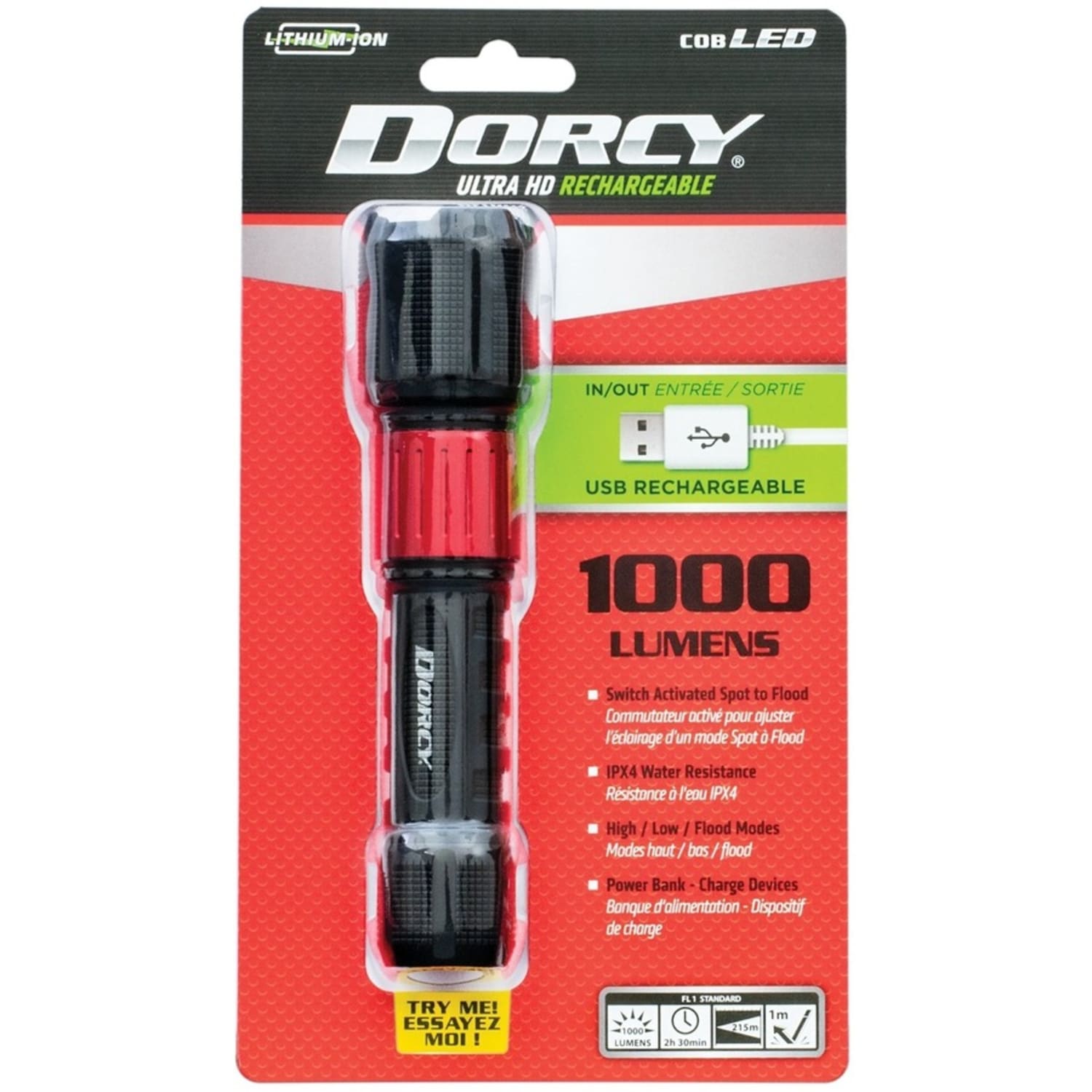 Dorcy Ultra 1000 Lumen USB Rechargeable Flashlight With Powerbank - LED - 1000 lm Lumen - 1 - Lithium Ion (L - 414358 - Image 6