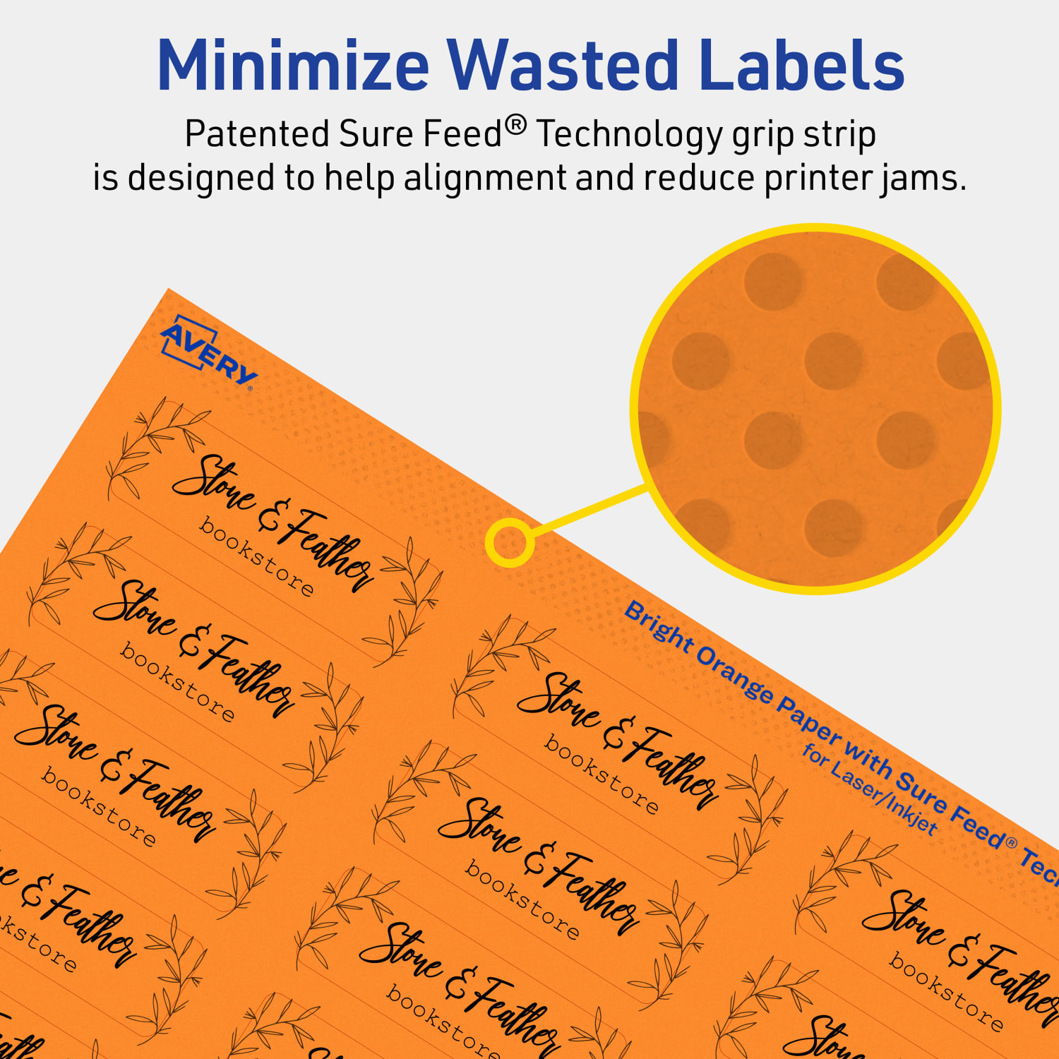 Avery Print-To-The-Edge Labels With Sure Feed Technology And Easy Peel, 94216-BOP40, Rectangle, 3/4in x 2-1/4in, Matte Bright Orange, Pack of 1200 - Image 5
