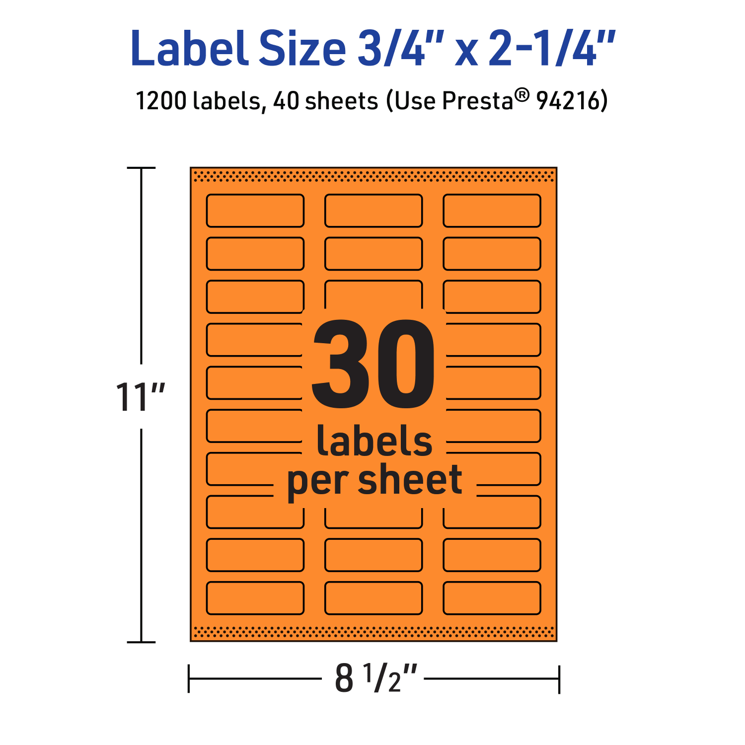 Avery Print-To-The-Edge Labels With Sure Feed Technology And Easy Peel, 94216-BOP40, Rectangle, 3/4in x 2-1/4in, Matte Bright Orange, Pack of 1200 - Image 6