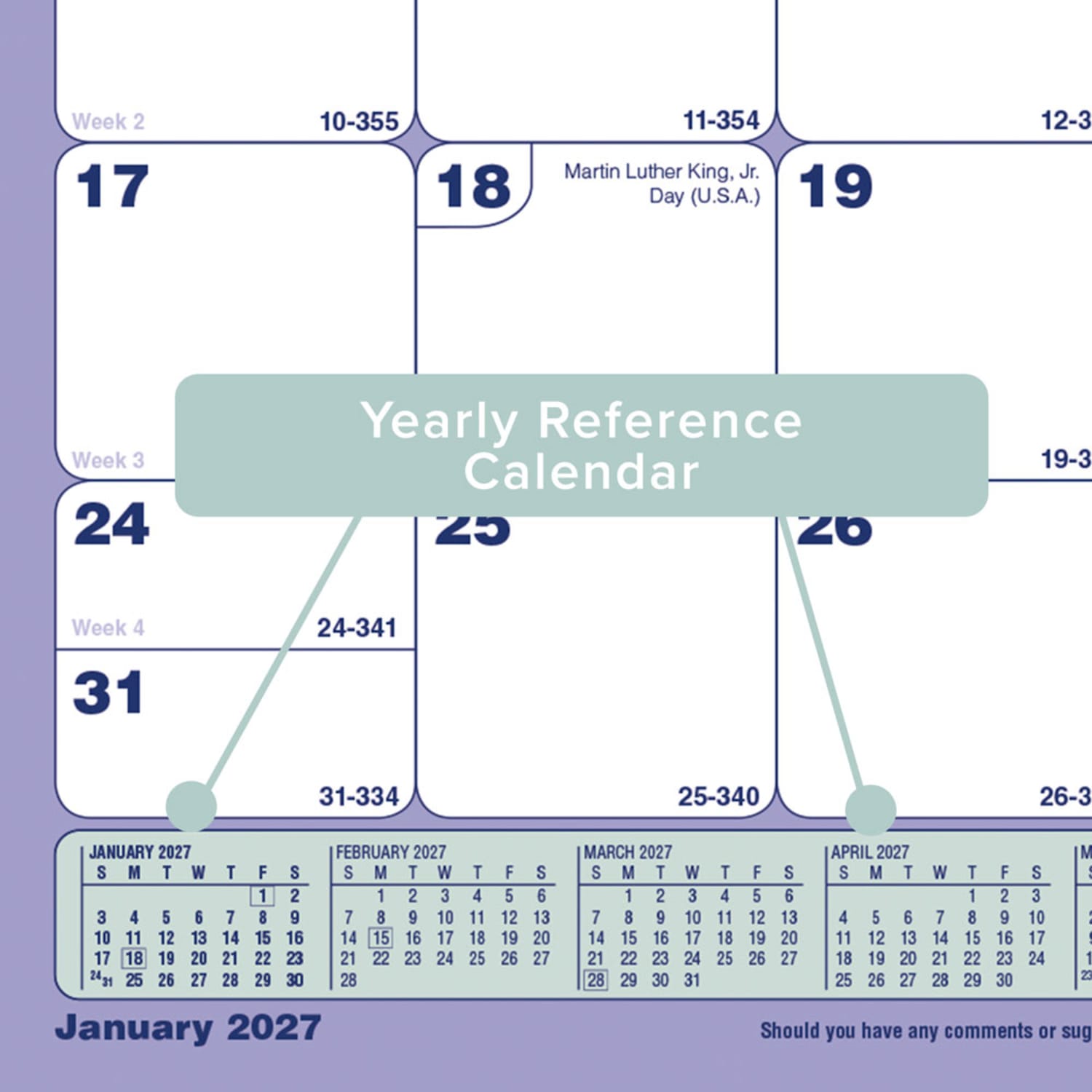2027 Brownline Monthly Desk Pad Calendar, 11in x 8-1/2in, Blue/White, January To December, C181721, Total Qty 1 - Image 5