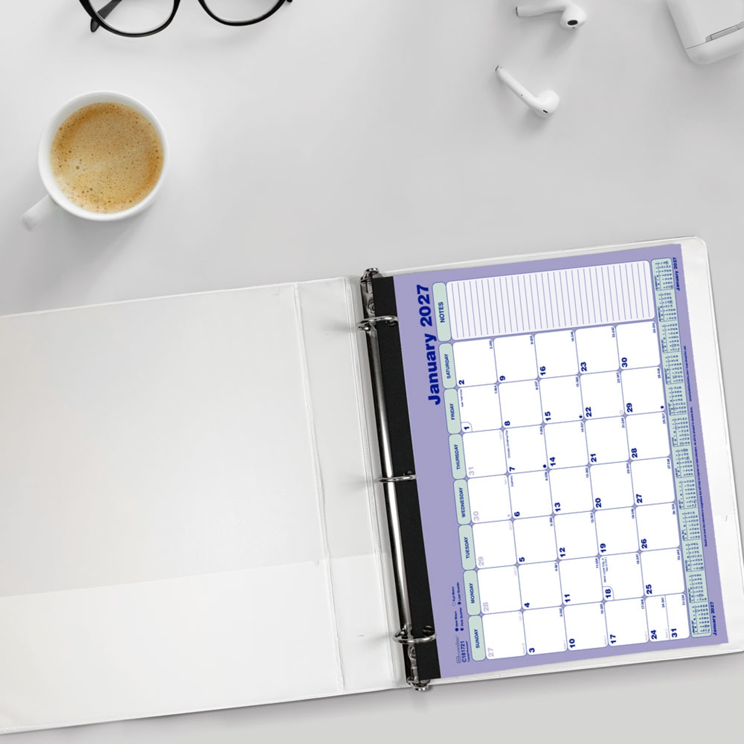 2027 Brownline Monthly Desk Pad Calendar, 11in x 8-1/2in, Blue/White, January To December, C181721, Total Qty 1 - Image 6