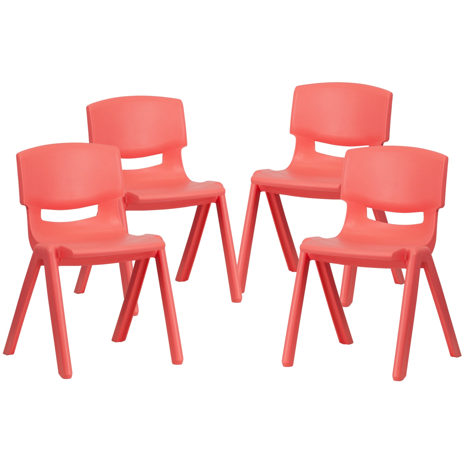 Flash Furniture Plastic Stackable School Chairs With 13 14in Seat Height Red Pack Of 4 Chairs PopularChairscom