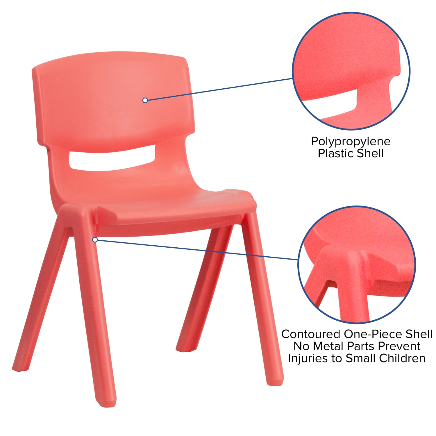 Flash Furniture Plastic Stackable School Chairs With 13 14in Seat Height Red Pack Of 4 Chairs PopularChairscom