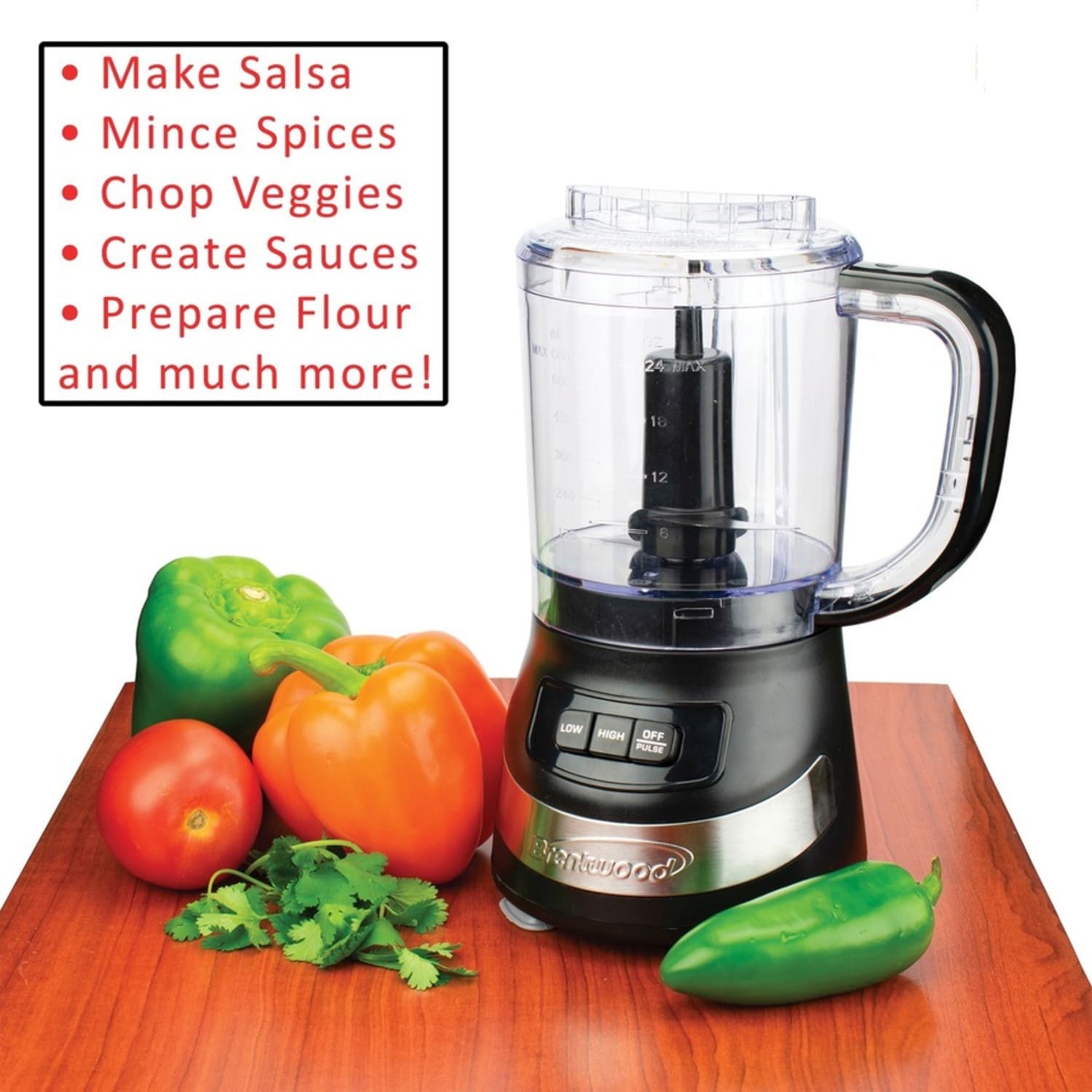 Brentwood FP-549BK 3 Cup Food Processor, Black - 3 Cup (Capacity) - 2 Speed - 200 W Motor - Silver, Black - Image 3