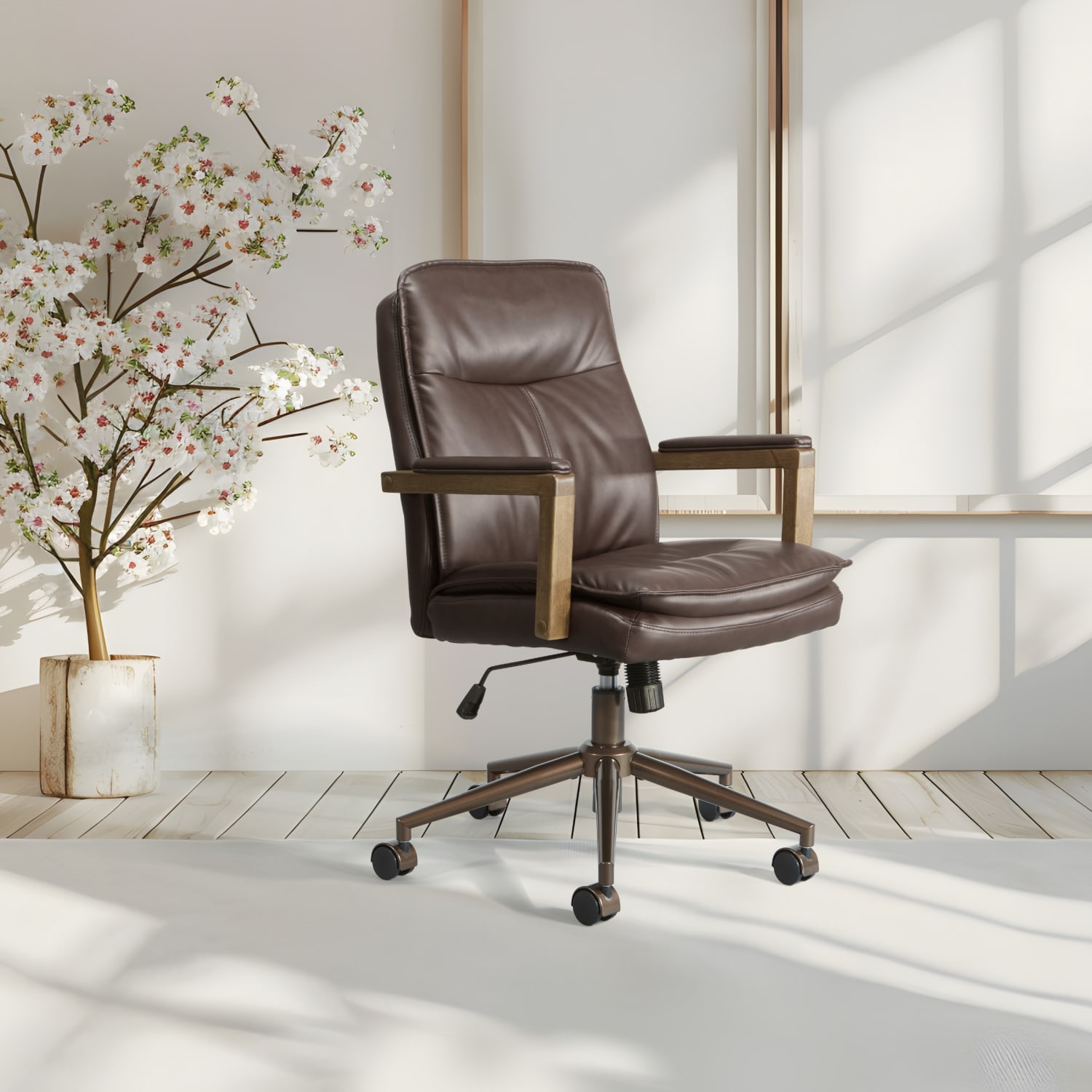 Office Star Woodlands Faux Leather HighBack Executive Office Chair Chocolate PopularChairscom Office Star Woodlands Faux Leather High Back Executive Office Chair Chocolate PopularChairscom