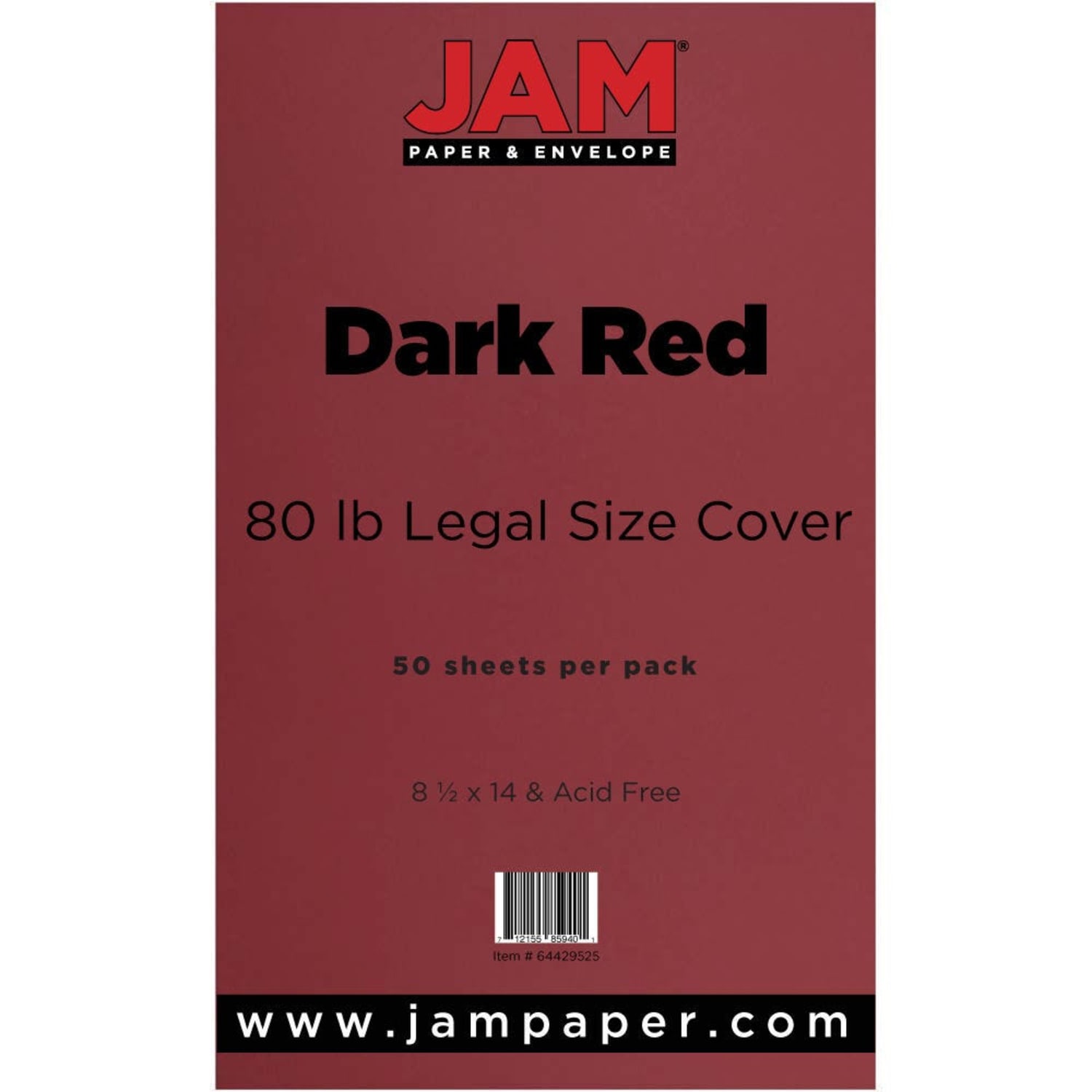JAM Paper Legal Card Stock, Garnet Dark Red, Legal (8.5in x 14in), 80 Lb, Pack Of 50 - Image 3