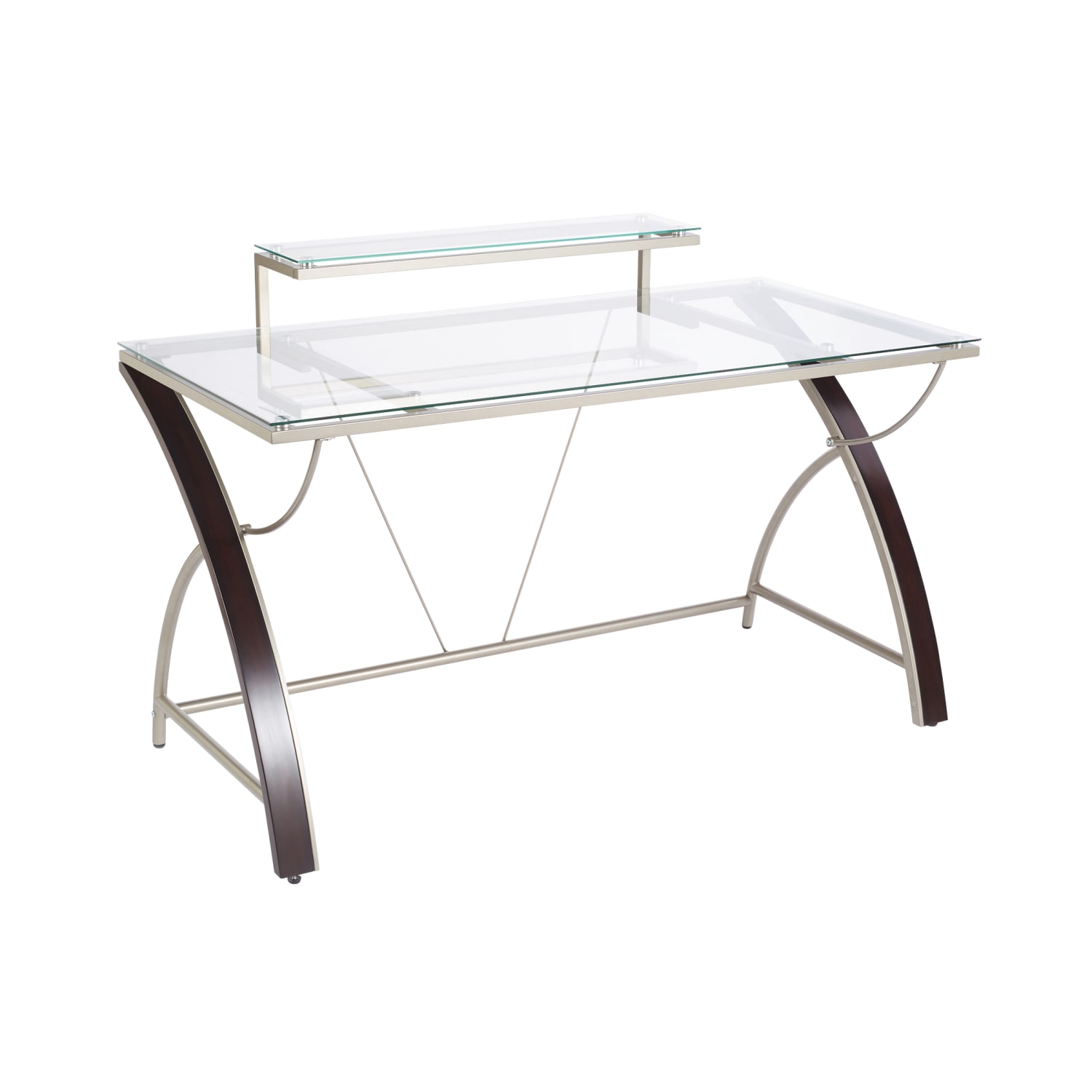 Realspace Axley 55inW Glass Computer Desk, Cherry/Silver - Image 4