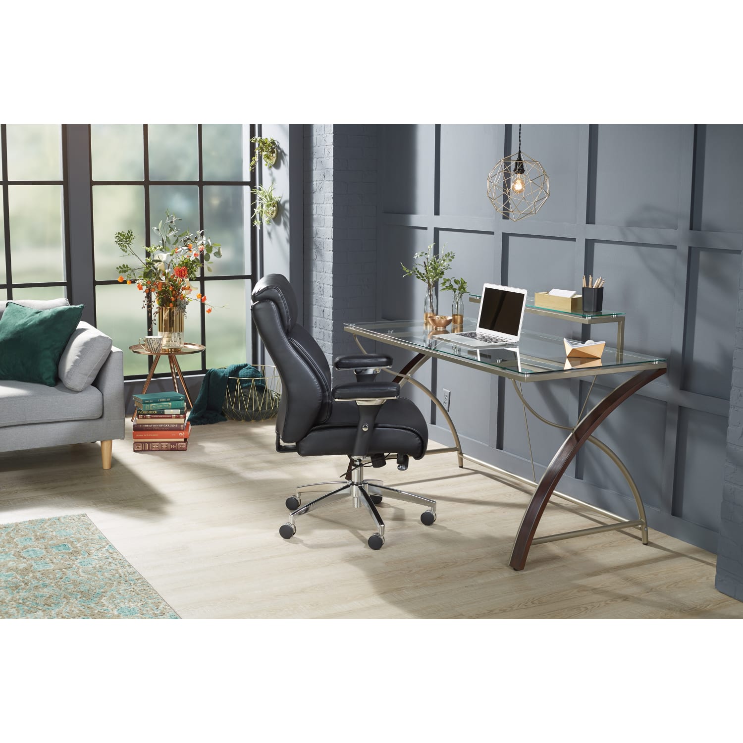 Realspace Axley 55inW Glass Computer Desk, Cherry/Silver - Image 7
