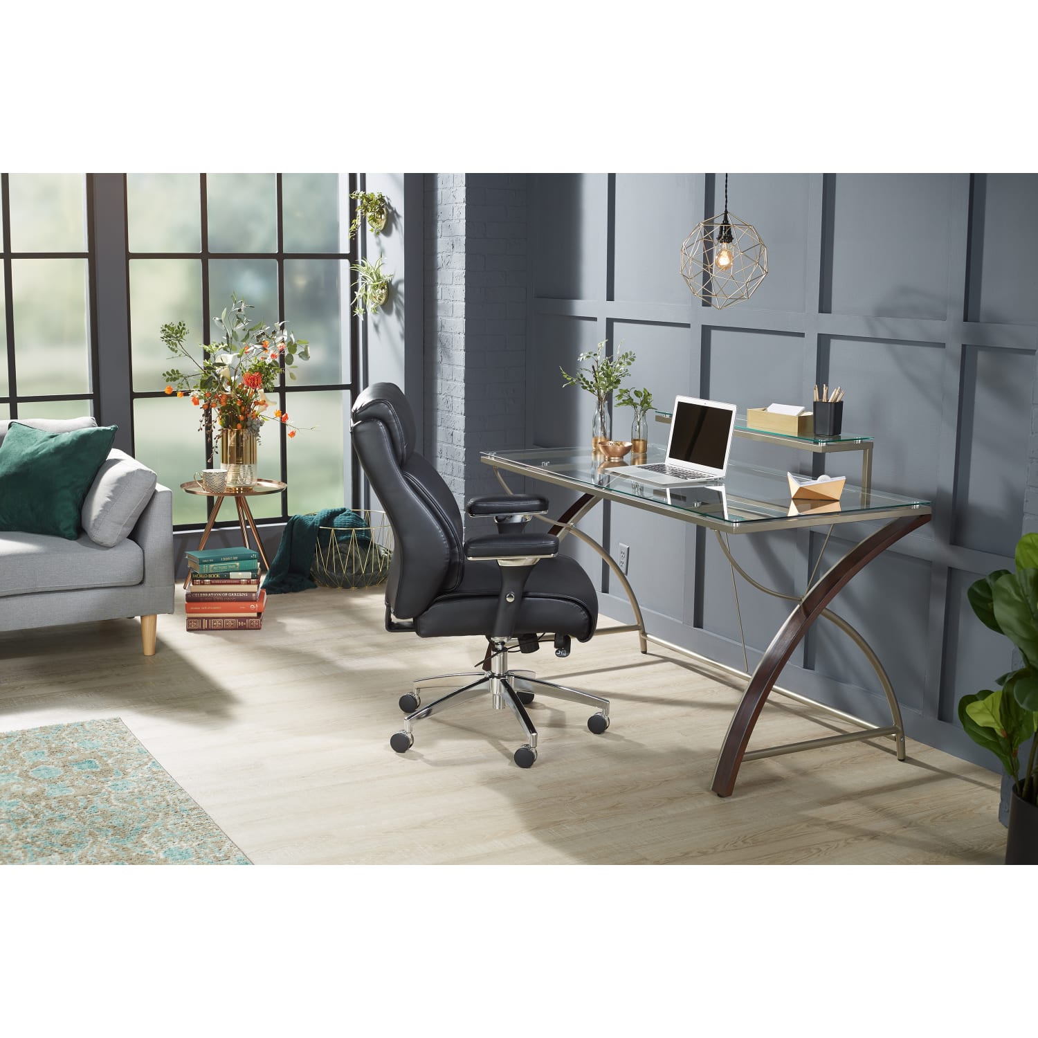 Realspace Axley 55inW Glass Computer Desk, Cherry/Silver - Image 9