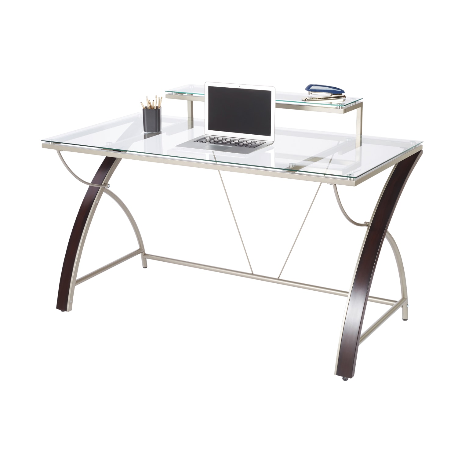 Realspace Axley 55inW Glass Computer Desk, Cherry/Silver - Image 10
