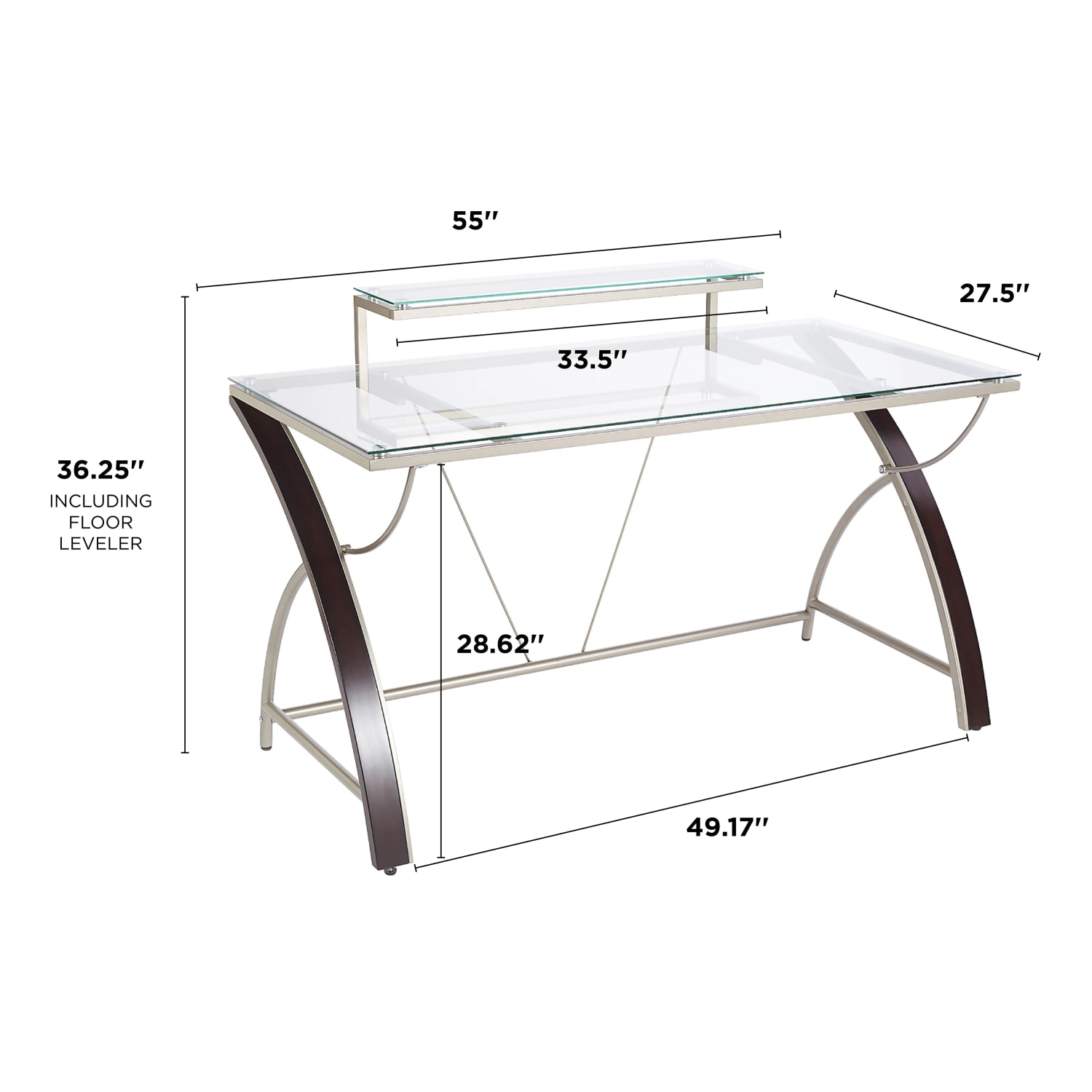 Realspace Axley 55inW Glass Computer Desk, Cherry/Silver - Image 13