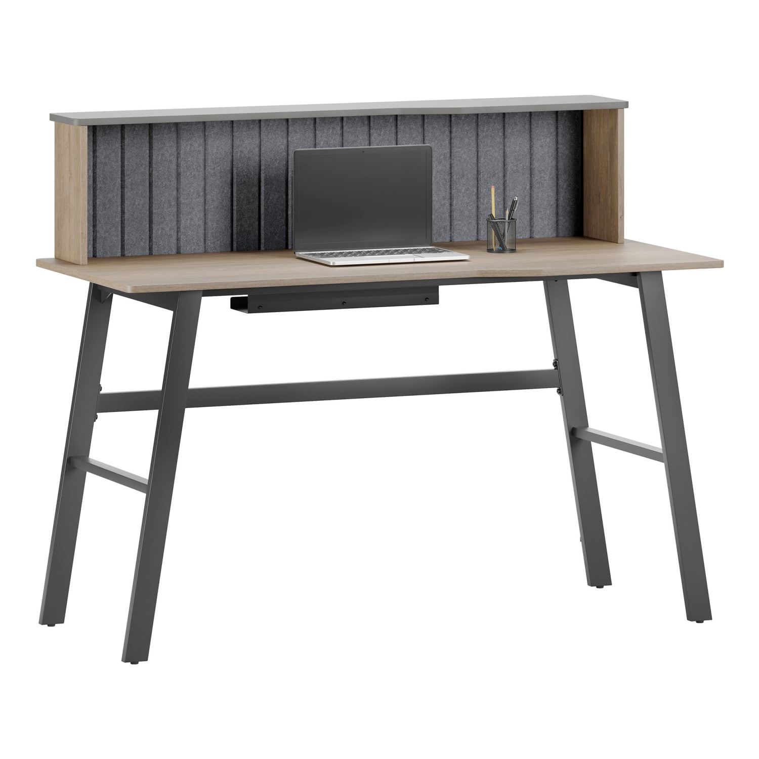 Realspace Nashira 52inW Computer Desk With Detachable Hutch, Light Oak/Gray - Image 3
