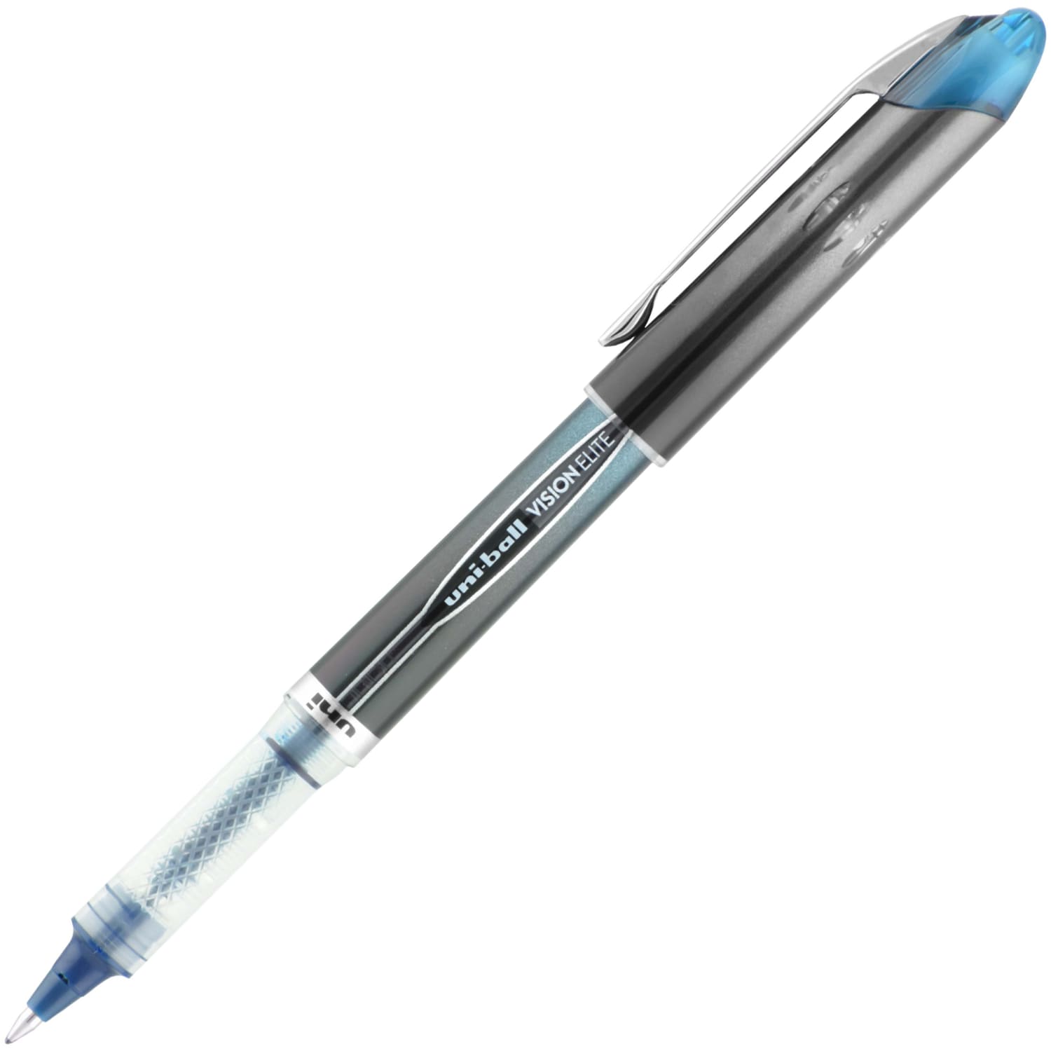 Uni-Ball Vision Elite Rollerball Pen, Fine Point, 0.5 mm, Blue/Dark Gray Barrel, Black Ink - Image 3