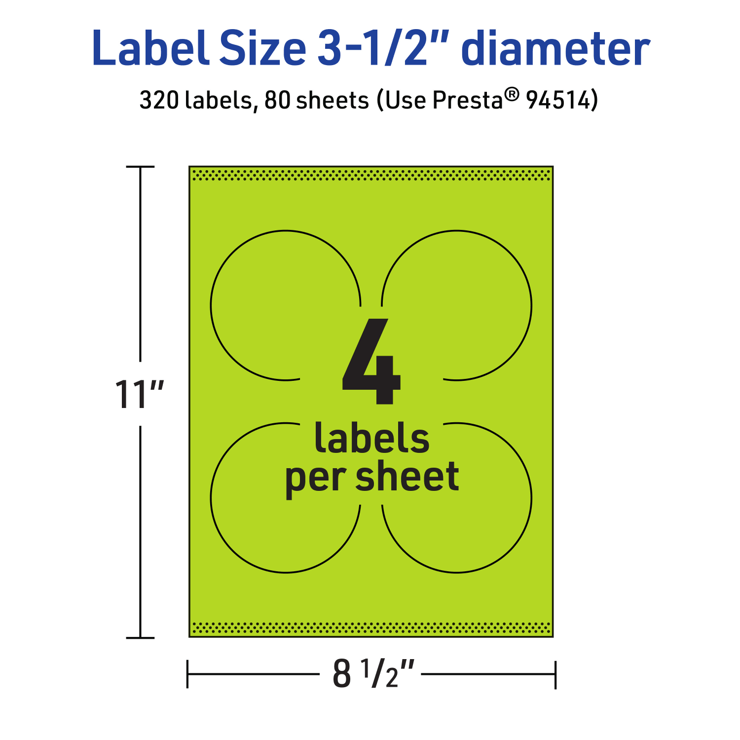 Avery Print-To-The-Edge Labels With Sure Feed Technology And Easy Peel Label Feature, 94514-BGP80, Round, 3-1/2in, Matte Bright Green, Pack of 320 - Image 6