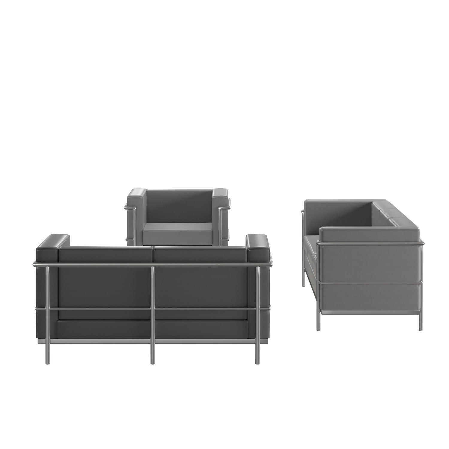 Flash Furniture HERCULES Regal Series Reception Set in LeatherSoft Gray PopularChairscom Flash Furniture HERCULES Regal Series Reception Set in LeatherSoft Gray PopularChairscom