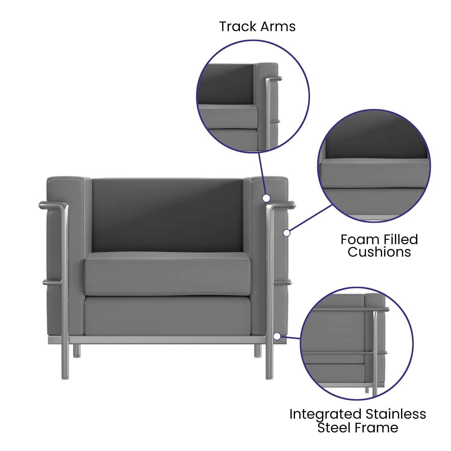 Flash Furniture HERCULES Regal Series Reception Set in LeatherSoft Gray PopularChairscom Flash Furniture HERCULES Regal Series Reception Set in LeatherSoft Gray PopularChairscom