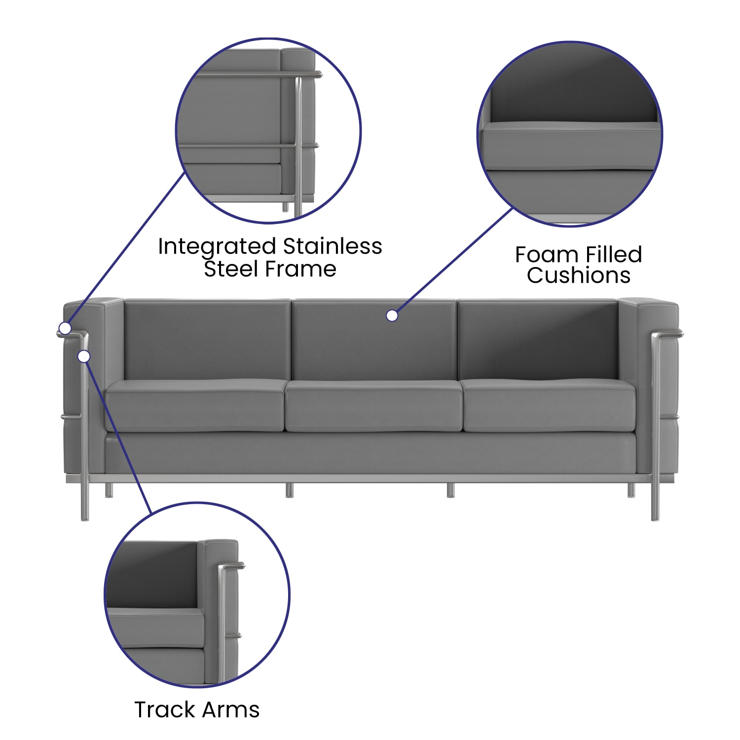 Flash Furniture HERCULES Regal Series Reception Set in LeatherSoft, Gray - Image 6