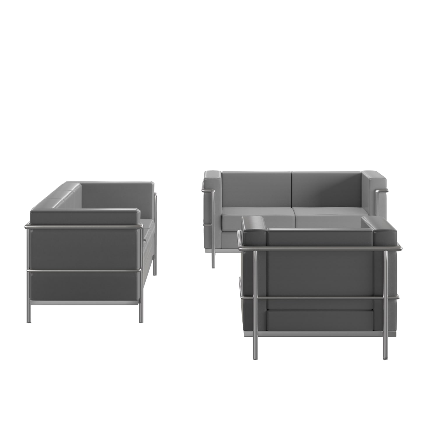 Flash Furniture HERCULES Regal Series Reception Set in LeatherSoft Gray PopularChairscom Flash Furniture HERCULES Regal Series Reception Set in LeatherSoft Gray PopularChairscom