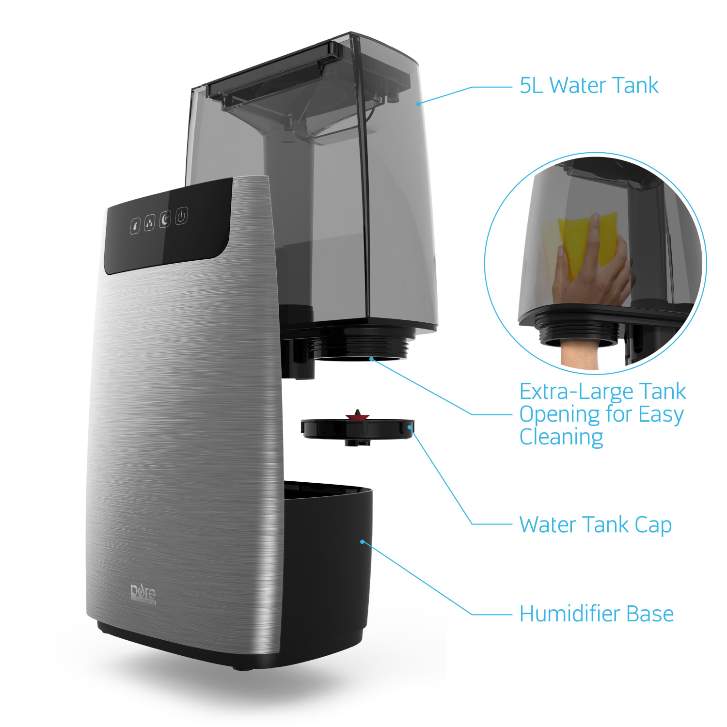 Pure Enrichment HumeXL Ultrasonic Cool Mist Humidifier, 15inH x 6inW x 9inD - Image 5