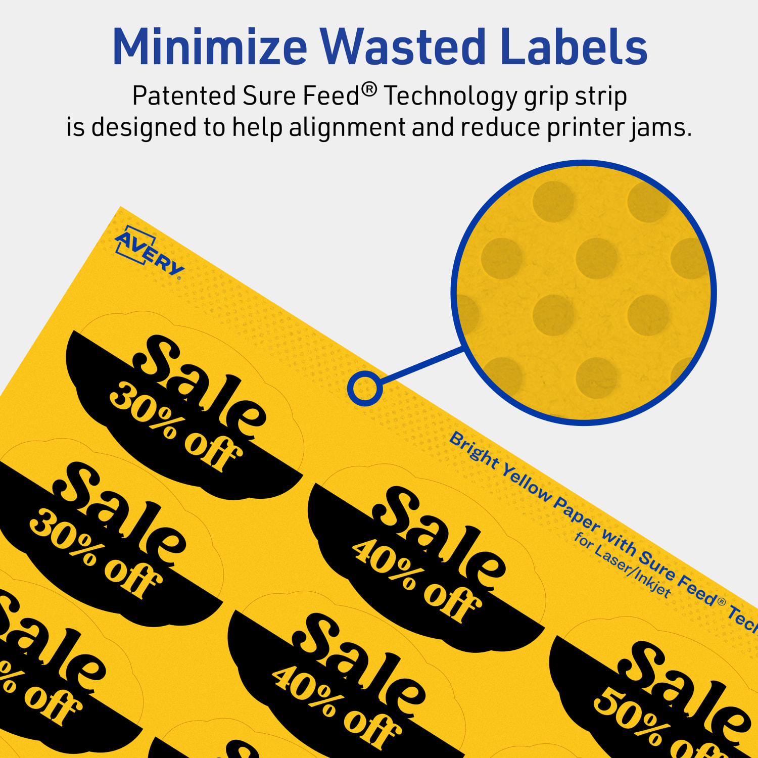 Avery Print-To-The-Edge Labels With Sure Feed Technology And Easy Peel Label Feature, 94061-BYP20, Matte Bright Yellow, Pack of 420 - Image 5