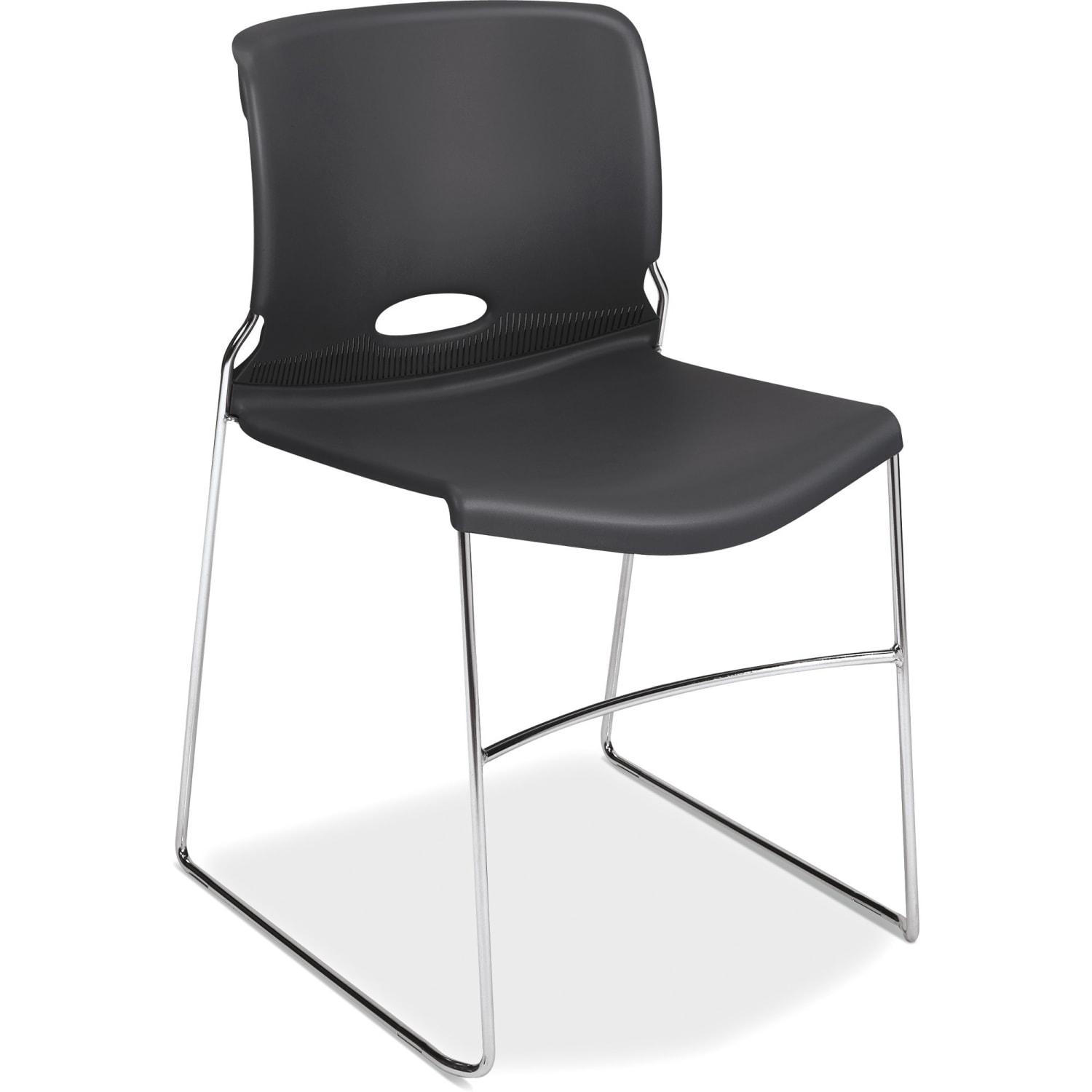 HON Olson Stacker Polyurethane Seat, Polymer Back Stacking Chair 17in Seat Width, Lava Seat/Chrome Frame, Quantity: 4 - Image 3