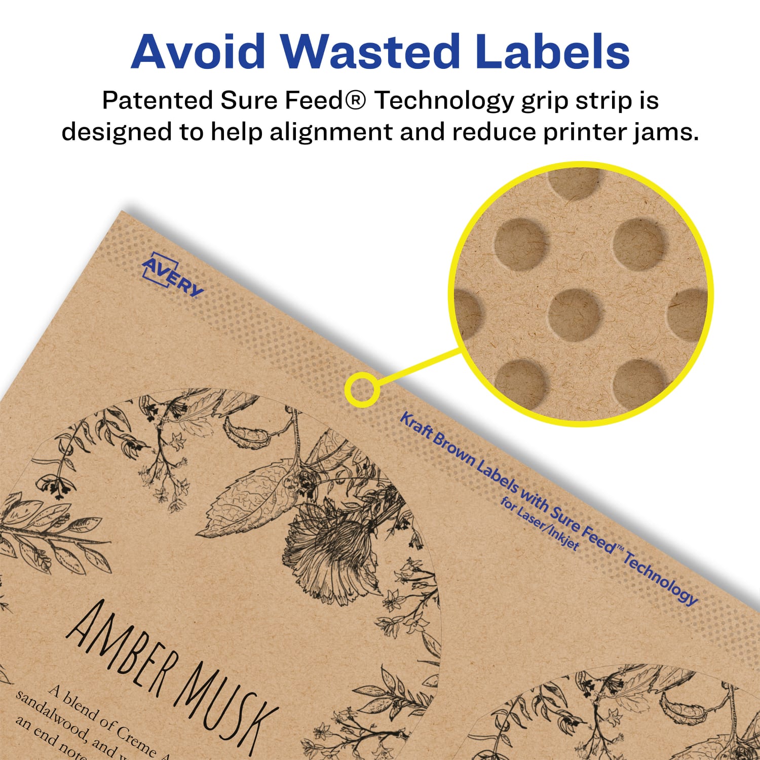 Avery Kraft Permanent Labels With Sure Feed, 94126-KMP100, Arched, 3in x 2-1/4in, Brown, Pack Of 900 - Image 5
