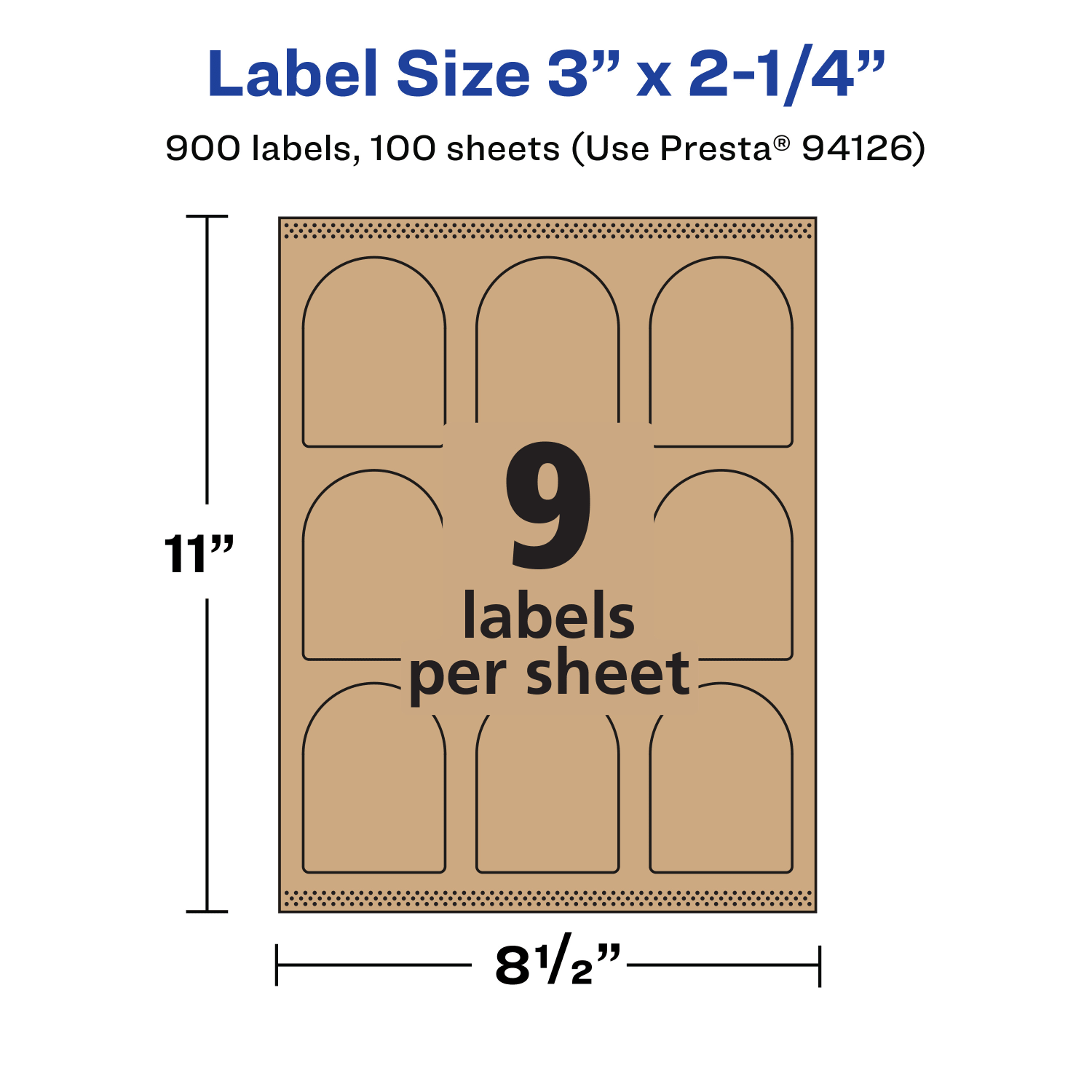 Avery Kraft Permanent Labels With Sure Feed, 94126-KMP100, Arched, 3in x 2-1/4in, Brown, Pack Of 900 - Image 6