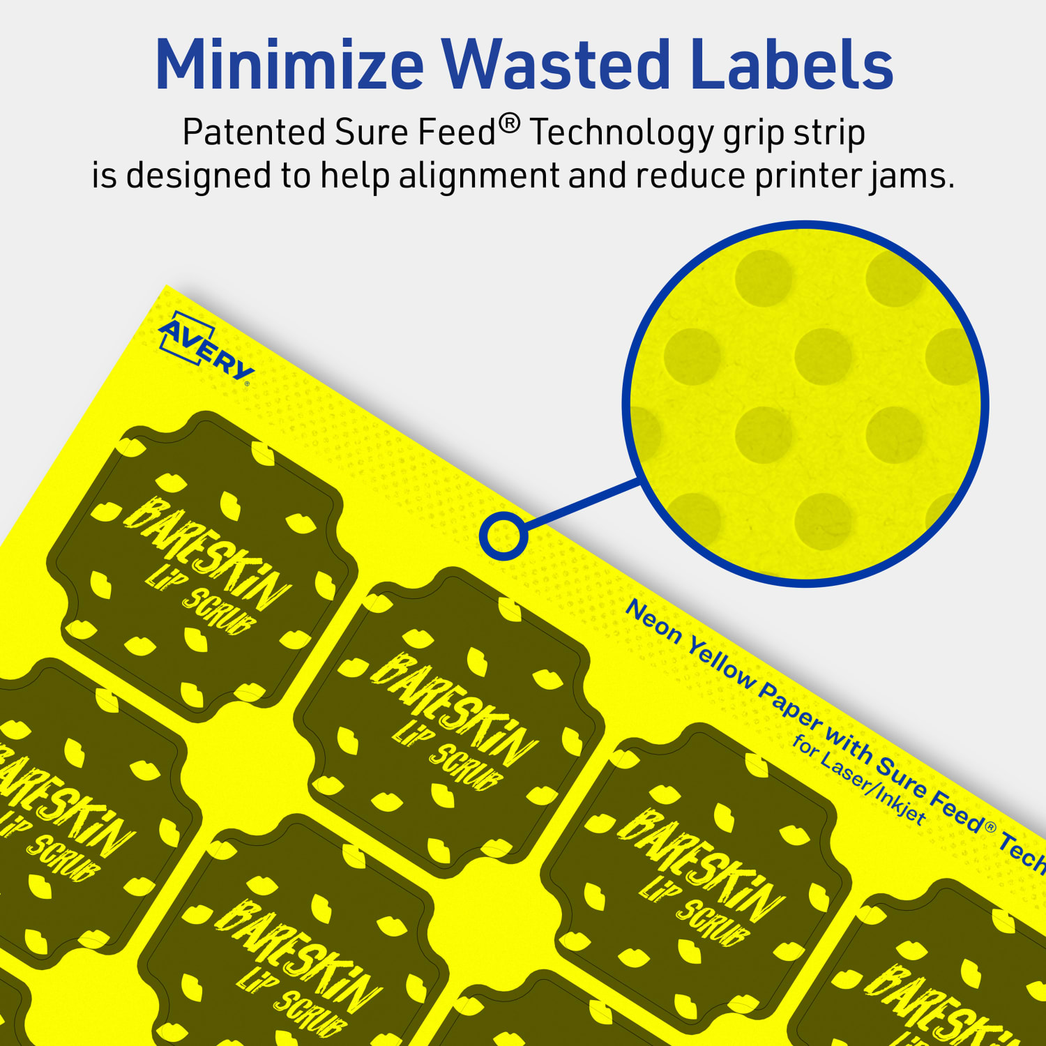 Avery Print-To-The-Edge Labels With Sure Feed Technology, 94110-NYP80, Square Scalloped, 1-5/8in x 1-5/8in, Matte Neon Yellow, Pack of 1600 - Image 5