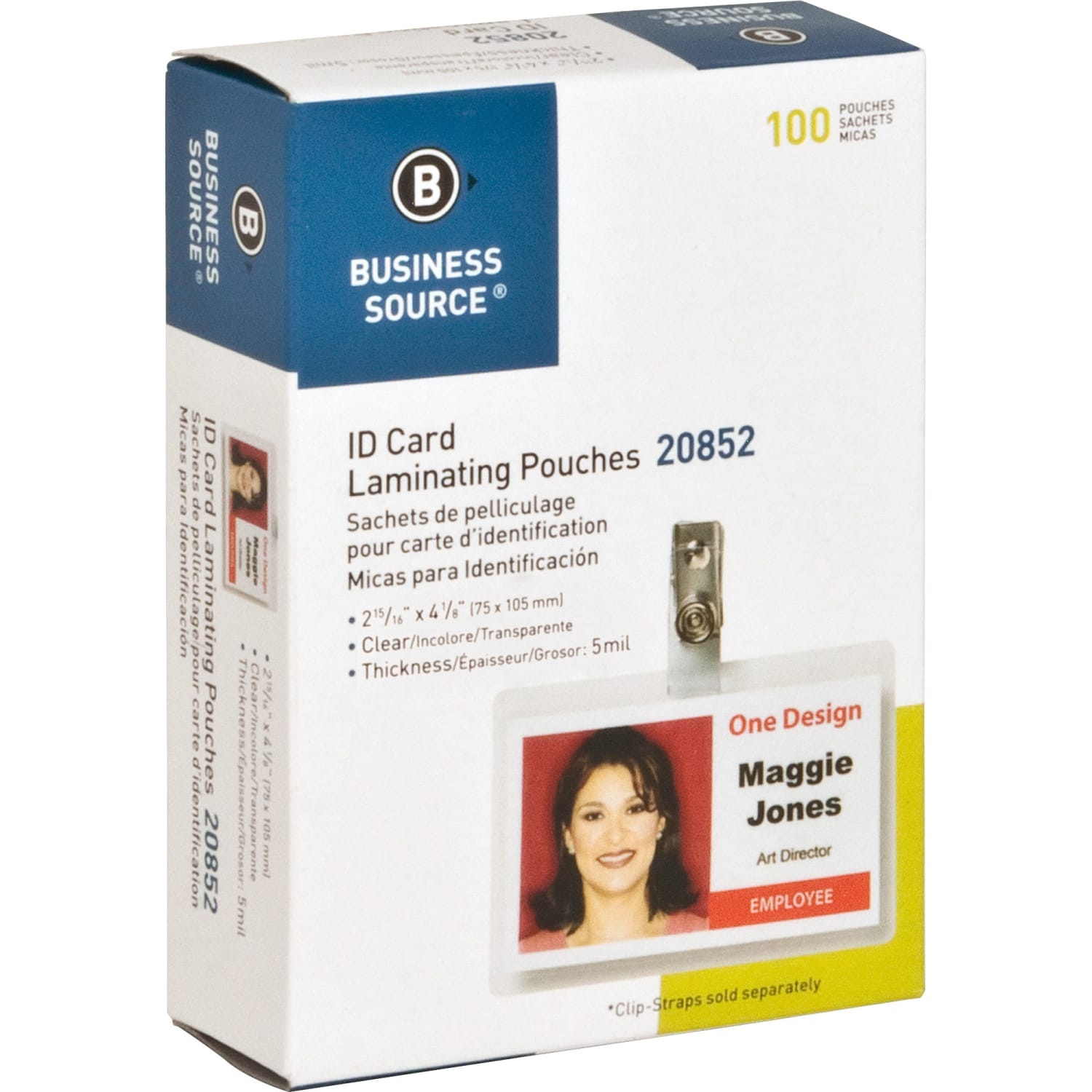 Business Source Government ID Laminating Pouches - Laminating Pouch/Sheet Size: 2.94inx 4.13inx5 mil Thickness -  - 20852 - Image 3