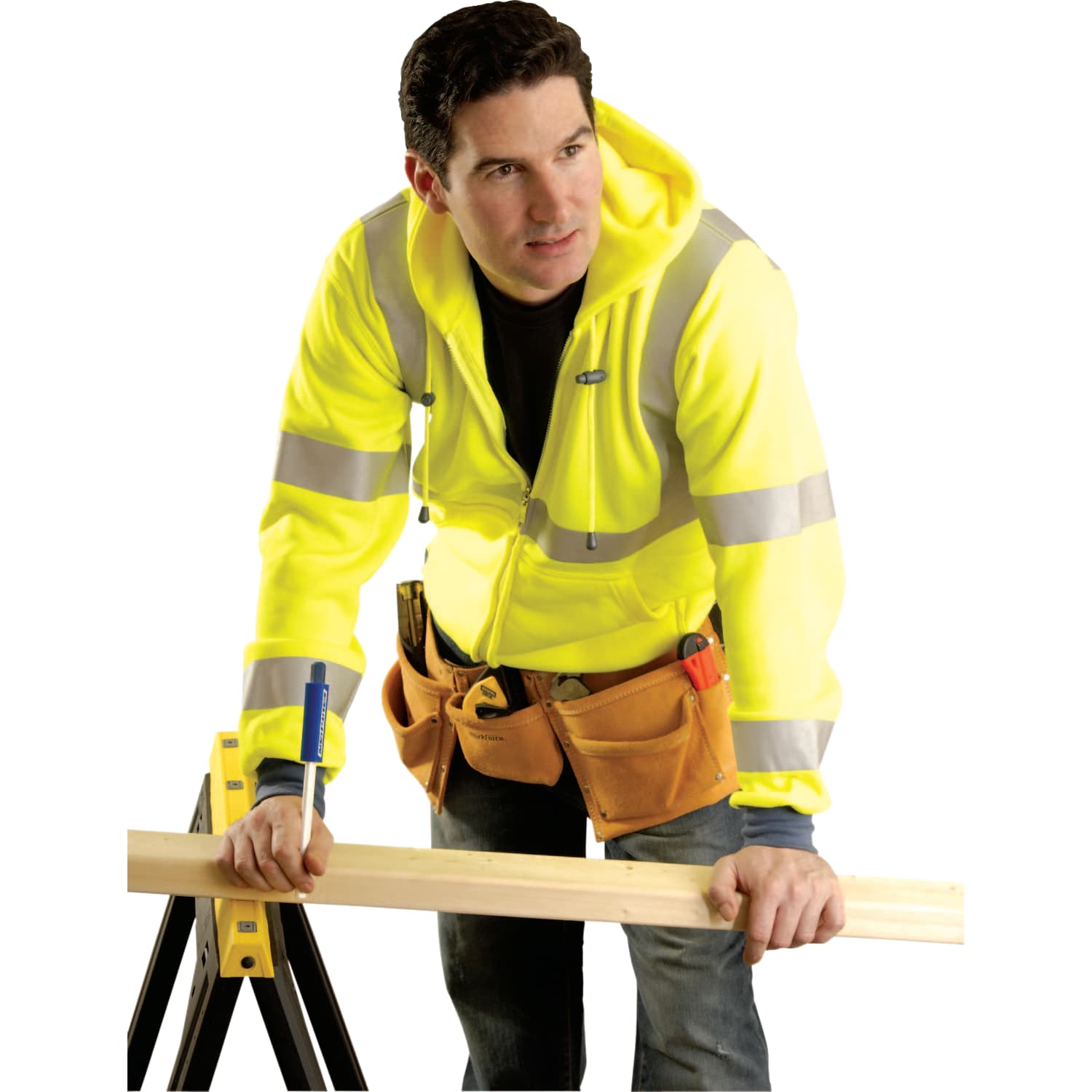 OccuNomix High-Visibility Sweatshirt Jacket, Large, Yellow - Image 3